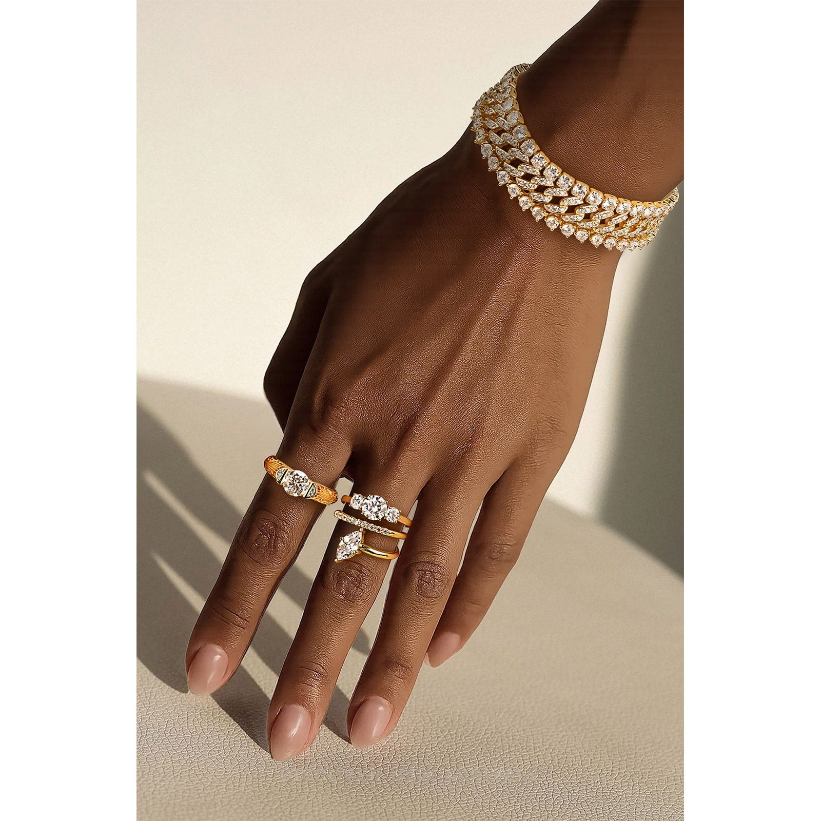 IGI Certified Lab-Grown Marquise Brilliant Cut Diamond - Pave Classic Engagement Ring 14K Yellow Gold Plated (Includes IGI Certification from International Gemological Institute) - Image 3