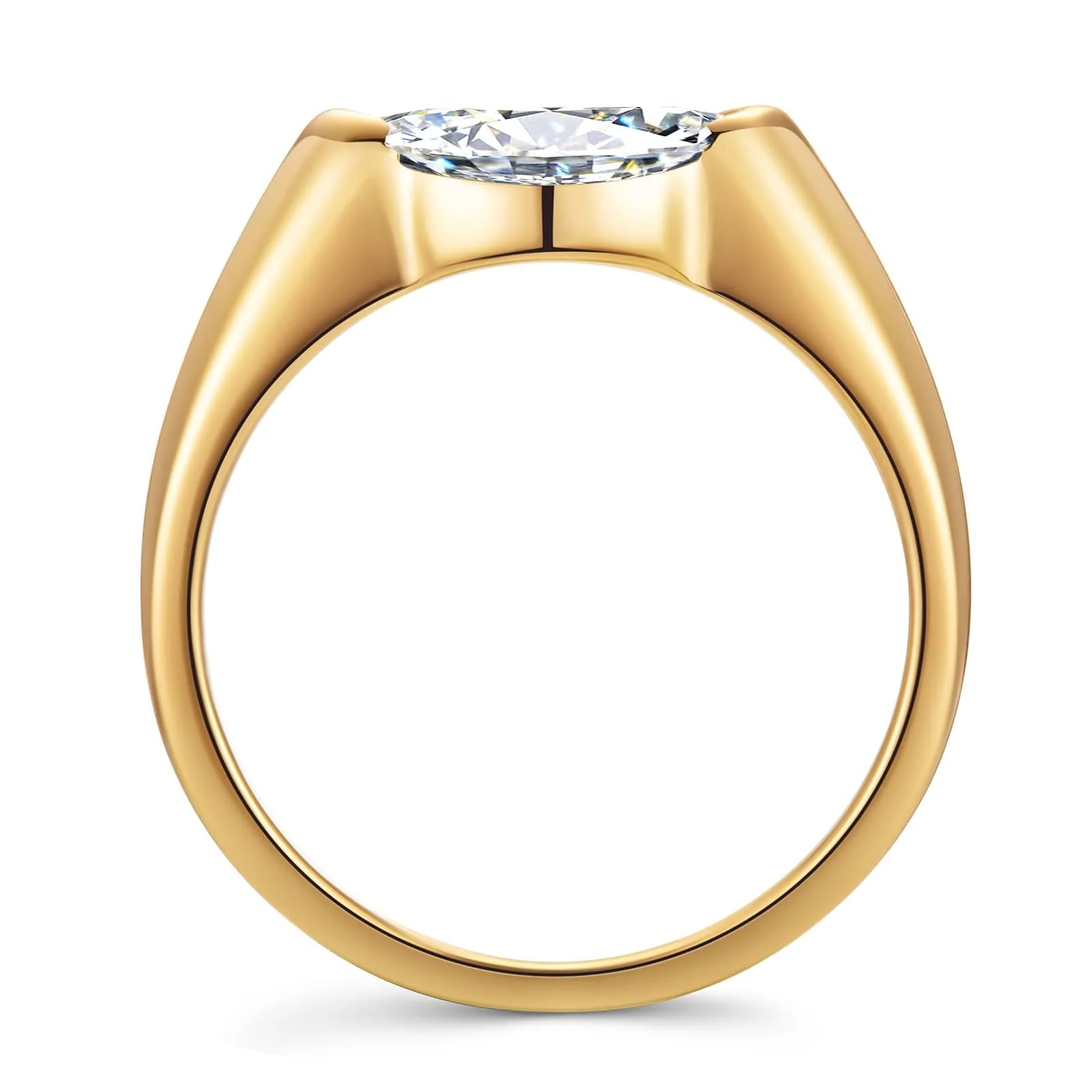 IGI Certified Lab-Grown Marquise Brilliant Cut Diamond - Solitaire Classic Engagement Ring 14K Yellow Gold Plated (Includes IGI Certification from International Gemological Institute) - Image 3