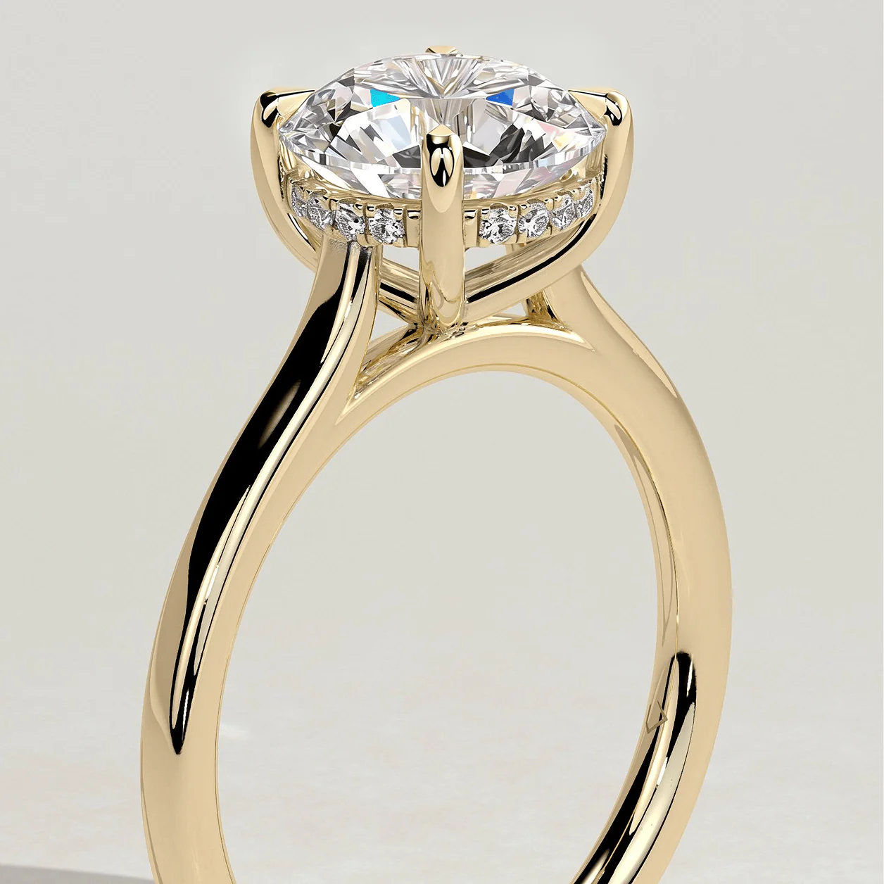 2ct Round Lab-Grown Diamond Ring with Hidden Halo Cathedral Setting Tarnish-resistant Silver In 14K Gold Plated (Includes IGI Certification from International Gemological Institute) - Image 3