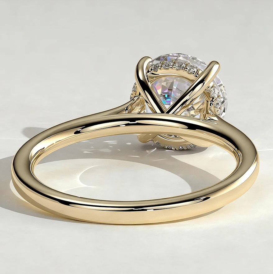 2ct Round Lab-Grown Diamond Ring with Hidden Halo Cathedral Setting Tarnish-resistant Silver In 14K Gold Plated (Includes IGI Certification from International Gemological Institute) - Image 4