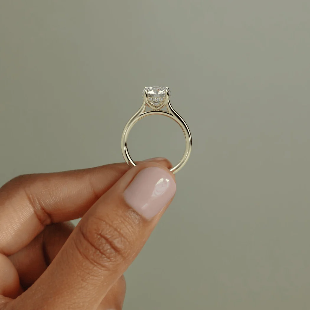 2ct Round Lab-Grown Diamond Ring with Hidden Halo Cathedral Setting Tarnish-resistant Silver In 14K Gold Plated (Includes IGI Certification from International Gemological Institute) - Image 6