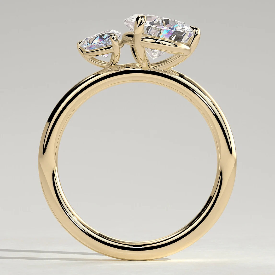 Toi et Moi Pear Lab-Grown Diamond Ring 2.0ct & 1.0ct Pear Dual Stones ¡¤ Claw Setting Tarnish-resistant Silver In 14K Gold Plated (Includes IGI Certification from International Gemological Institute) - Image 3