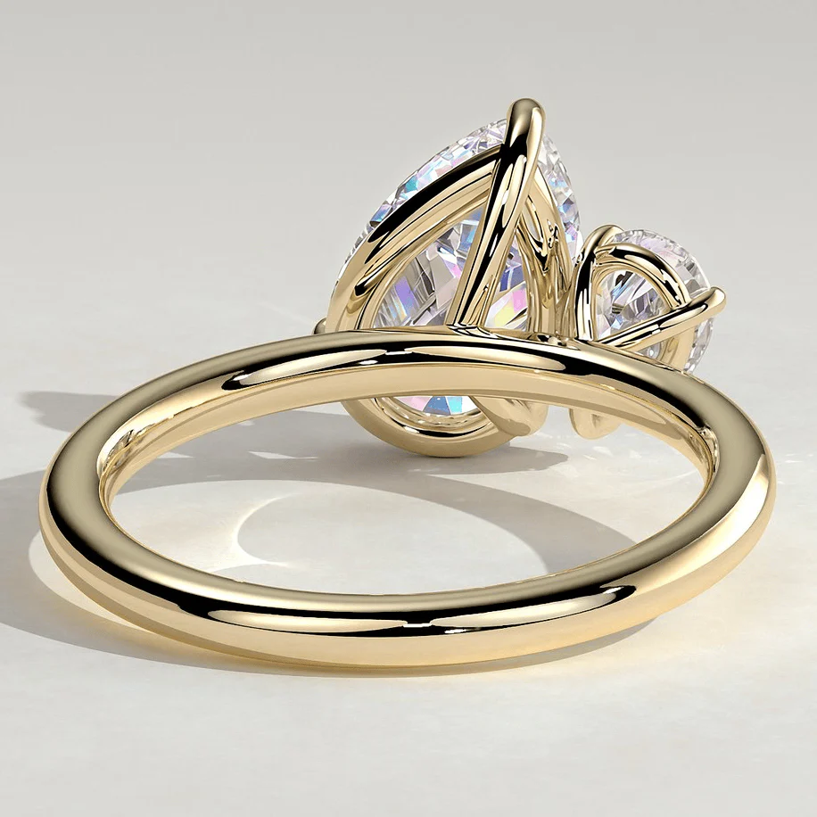 Toi et Moi Pear Lab-Grown Diamond Ring 2.0ct & 1.0ct Pear Dual Stones ¡¤ Claw Setting Tarnish-resistant Silver In 14K Gold Plated (Includes IGI Certification from International Gemological Institute) - Image 5