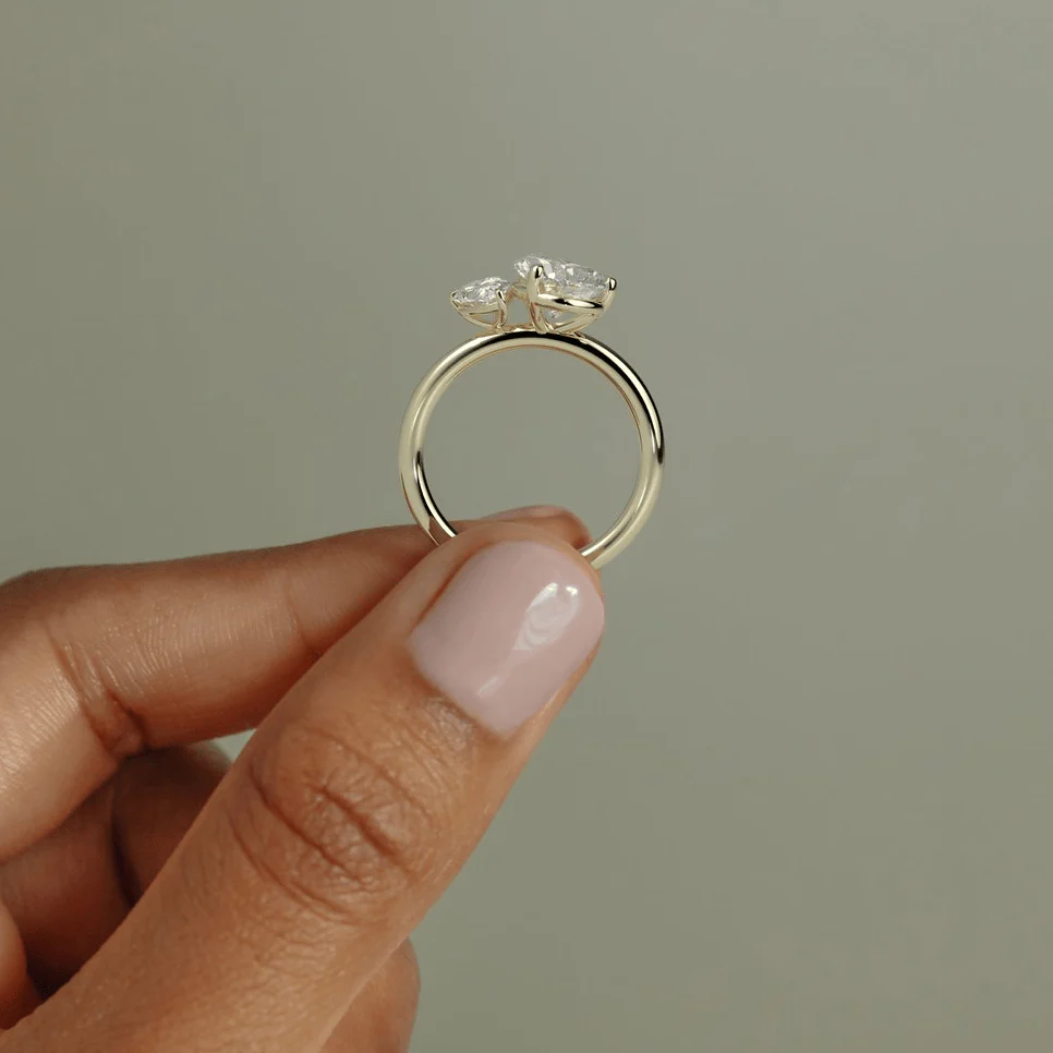 Toi et Moi Pear Lab-Grown Diamond Ring 2.0ct & 1.0ct Pear Dual Stones ¡¤ Claw Setting Tarnish-resistant Silver In 14K Gold Plated (Includes IGI Certification from International Gemological Institute) - Image 7