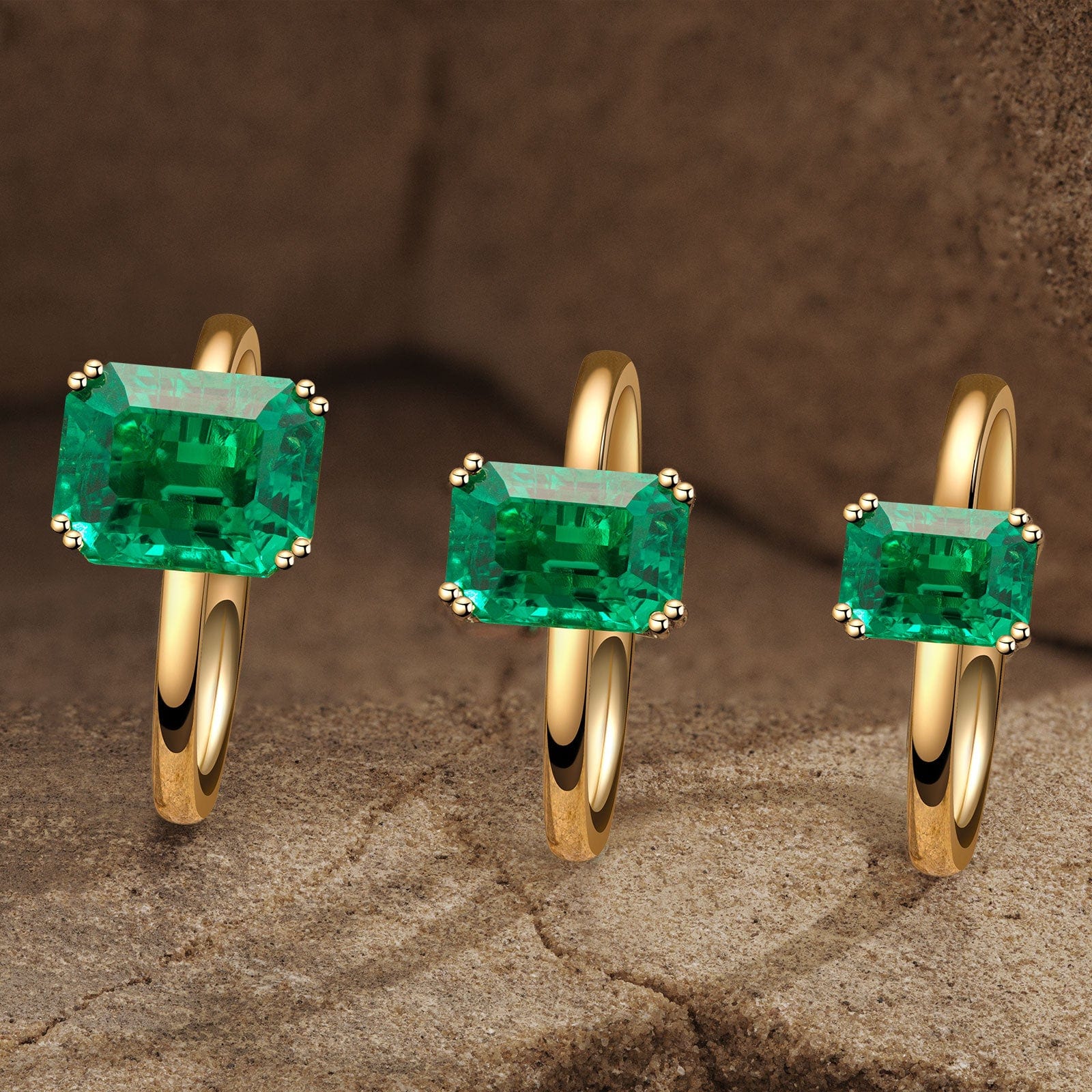 Emerald-Cut Vivid Colombian Green Lab-Certified Emerald - Solitaire Classic Engagement Ring 14K Yellow Gold Plated (Includes GRC Certification from Gemstone Research Center) - Image 6