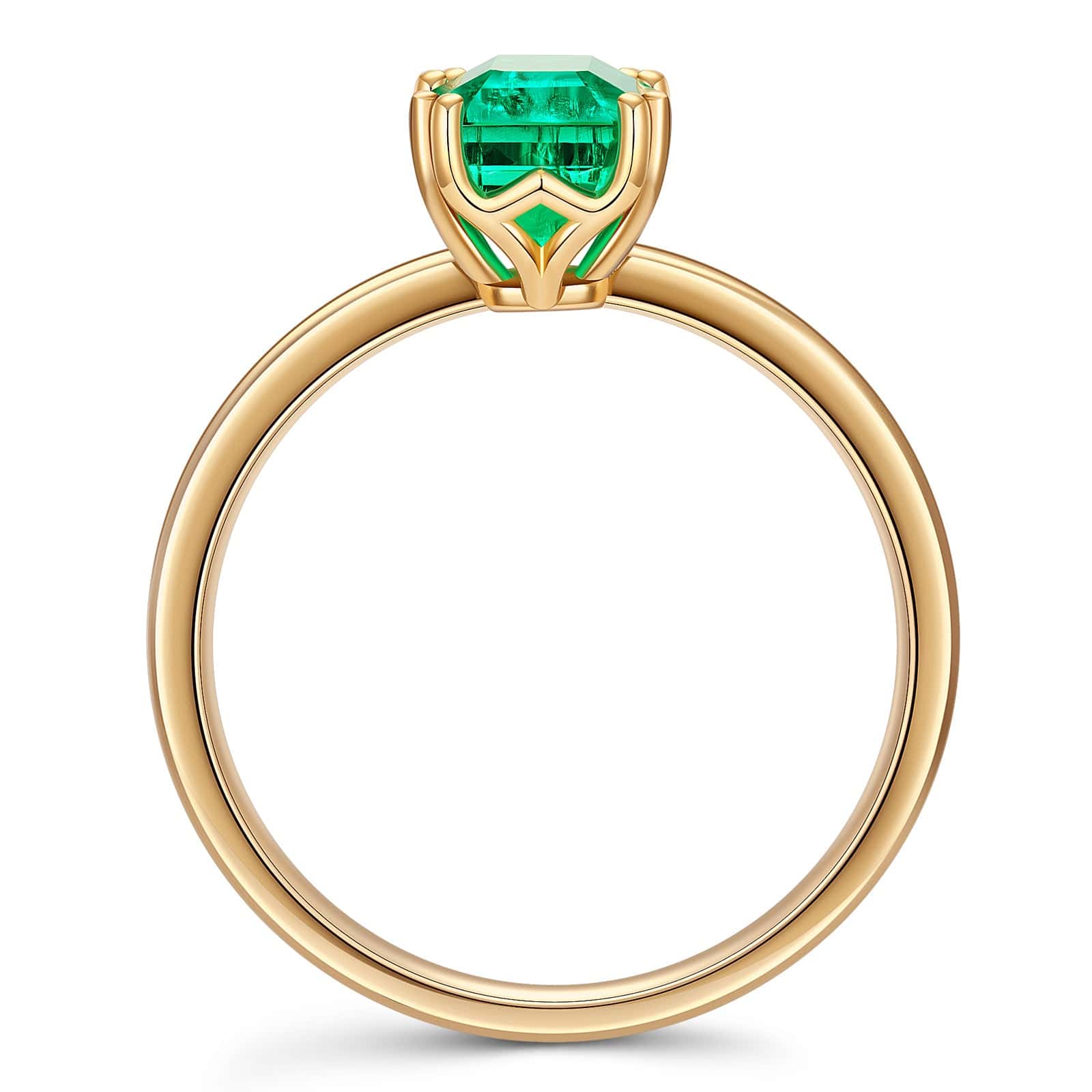 Emerald-Cut Vivid Colombian Green Lab-Certified Emerald - Solitaire Classic Engagement Ring 14K Yellow Gold Plated (Includes GRC Certification from Gemstone Research Center) - Image 7