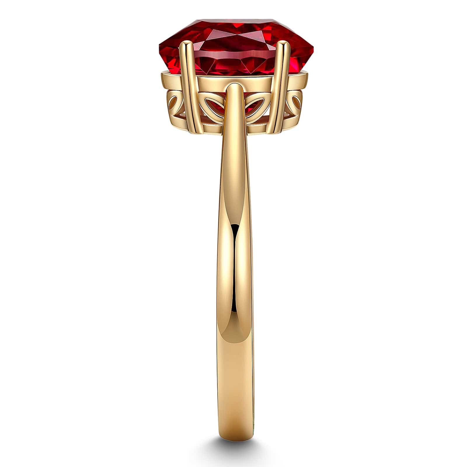 Oval Brilliant Cut Vivid Pigeon Blood Red Lab-Certified Ruby - Solitaire Classic Engagement Ring 14K Yellow Gold Plated (Includes GRC Certification from Gemstone Research Center) - Image 5