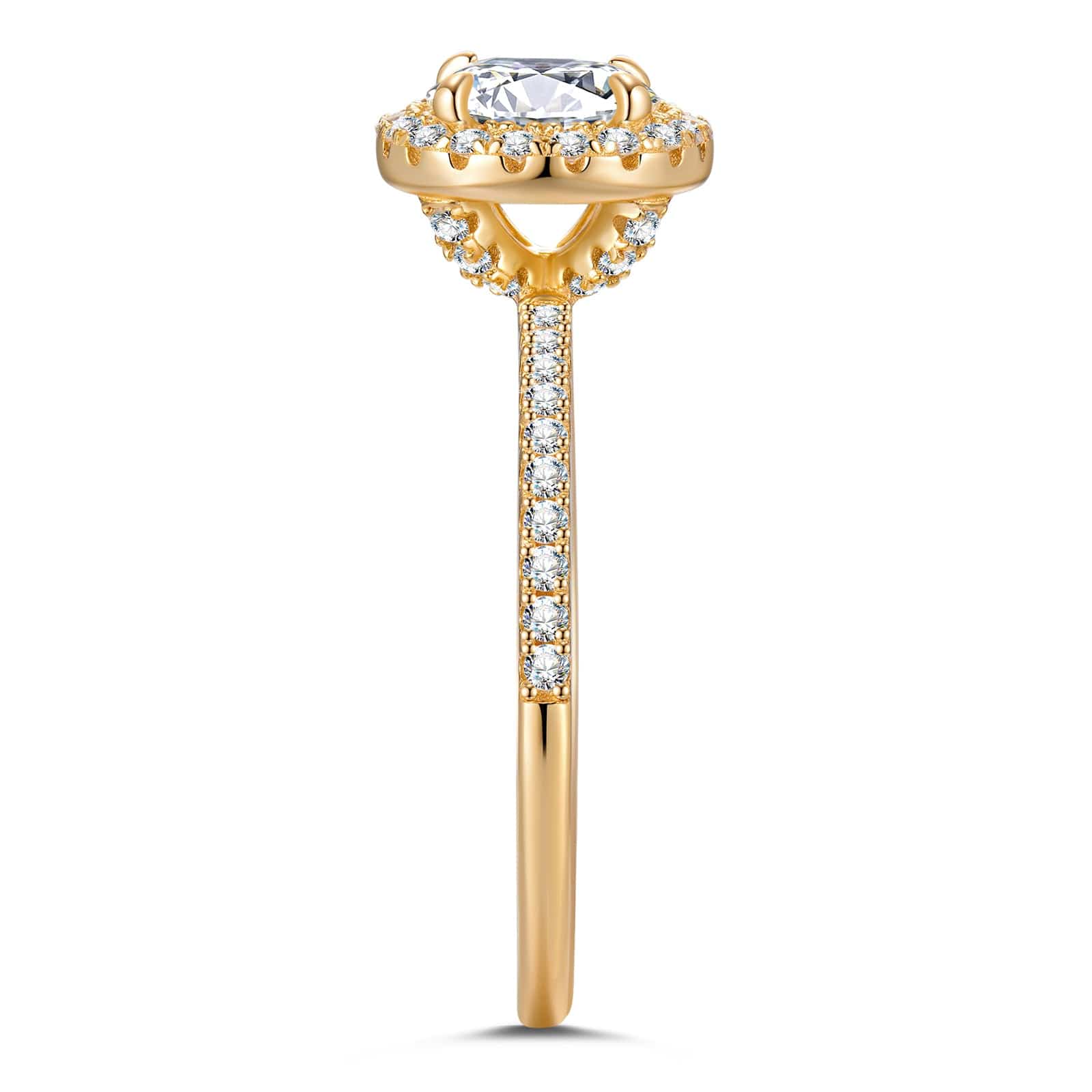 IGI Certified Lab-Grown Round Brilliant Cut Diamond - Halo Classic Engagement Ring Solid 14K Yellow Gold (Includes IGI Certification from International Gemological Institute) - Image 8
