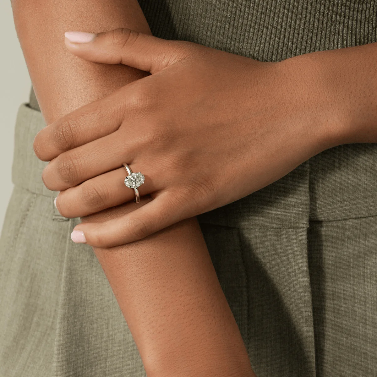 2ct IGI Certified Oval Lab-Grown Diamond Ring with Hidden Halo & Claw Setting Tarnish-resistant Silver In 14K Gold Plated (Includes IGI Certification from International Gemological Institute) - Image 9