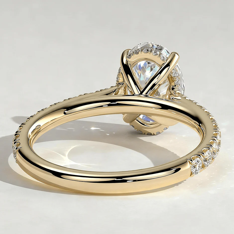 2ct Oval Lab-Grown Diamond Ring with Hidden Halo & Pave Band Cathedral Setting Tarnish-resistant Silver In 14K Gold Plated (Includes IGI Certification from International Gemological Institute) - Image 6
