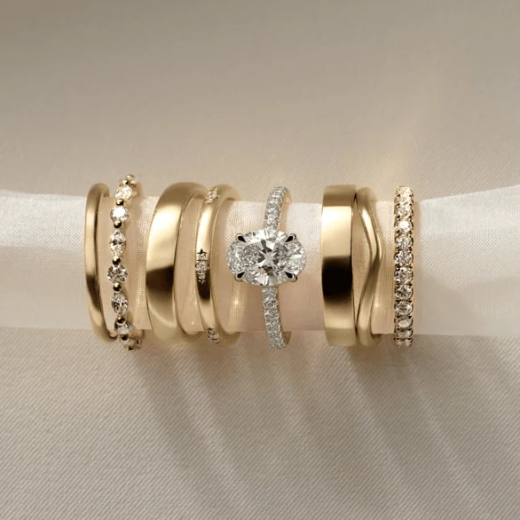 2ct Oval Lab-Grown Diamond Ring with Hidden Halo & Pave Band Cathedral Setting Tarnish-resistant Silver In 14K Gold Plated (Includes IGI Certification from International Gemological Institute) - Image 8