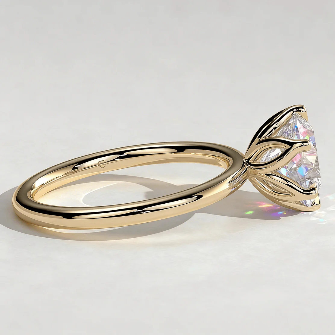 2ct Round Lab-Grown Diamond Solitaire Ring with Petal Gallery Claw Setting Tarnish-resistant Silver In 14K Gold Plated (Includes IGI Certification from International Gemological Institute) - Image 4