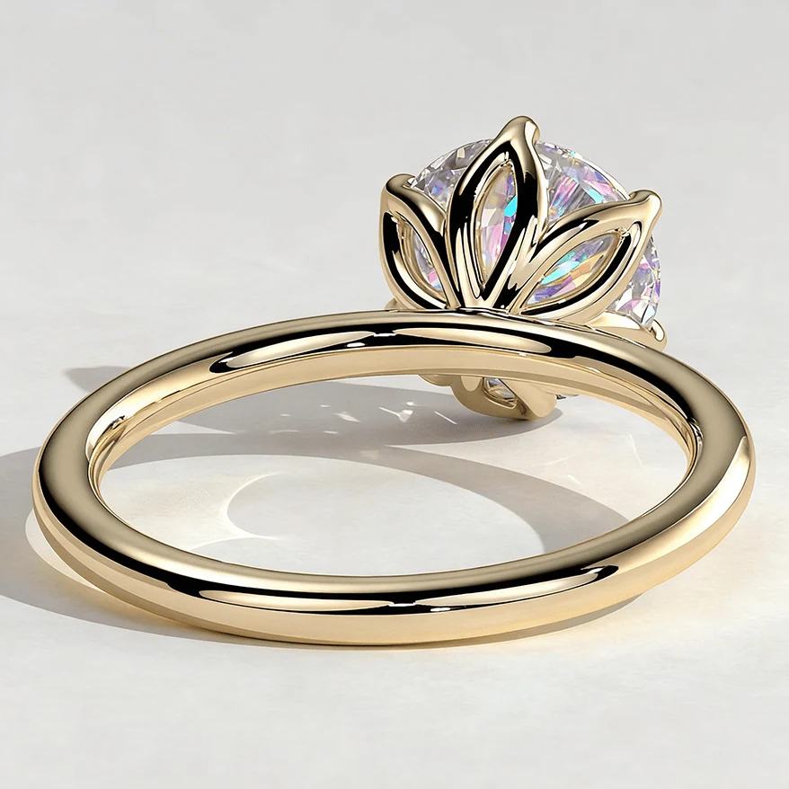 2ct Round Lab-Grown Diamond Solitaire Ring with Petal Gallery Claw Setting Tarnish-resistant Silver In 14K Gold Plated (Includes IGI Certification from International Gemological Institute) - Image 5