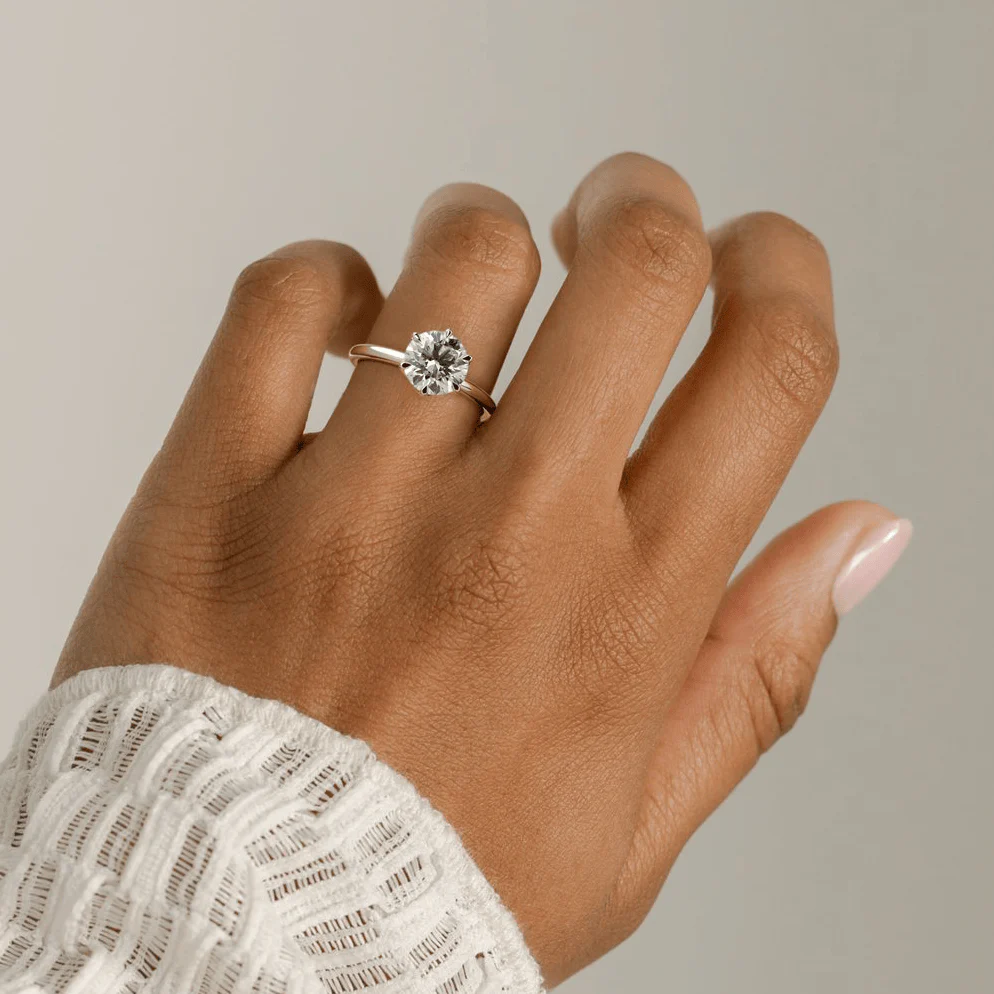 2ct Round Lab-Grown Diamond Solitaire Ring with Petal Gallery Claw Setting Tarnish-resistant Silver In 14K Gold Plated (Includes IGI Certification from International Gemological Institute) - Image 6
