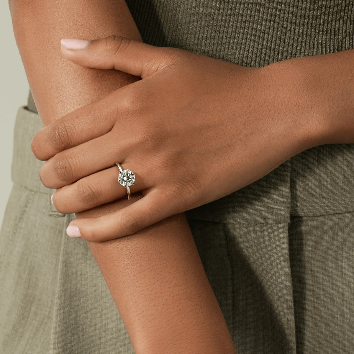 2ct Round Lab-Grown Diamond Solitaire Ring with Petal Gallery Claw Setting Tarnish-resistant Silver In 14K Gold Plated (Includes IGI Certification from International Gemological Institute) - Image 9