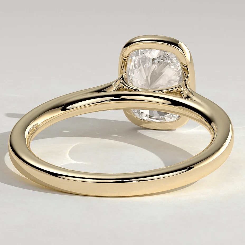 2ct Elongated Cushion Lab-Grown Diamond Ring with Bezel Setting Cathedral Setting Tarnish-resistant Silver In 14K Gold Plated (Includes IGI Certification from International Gemological Institute) - Image 4