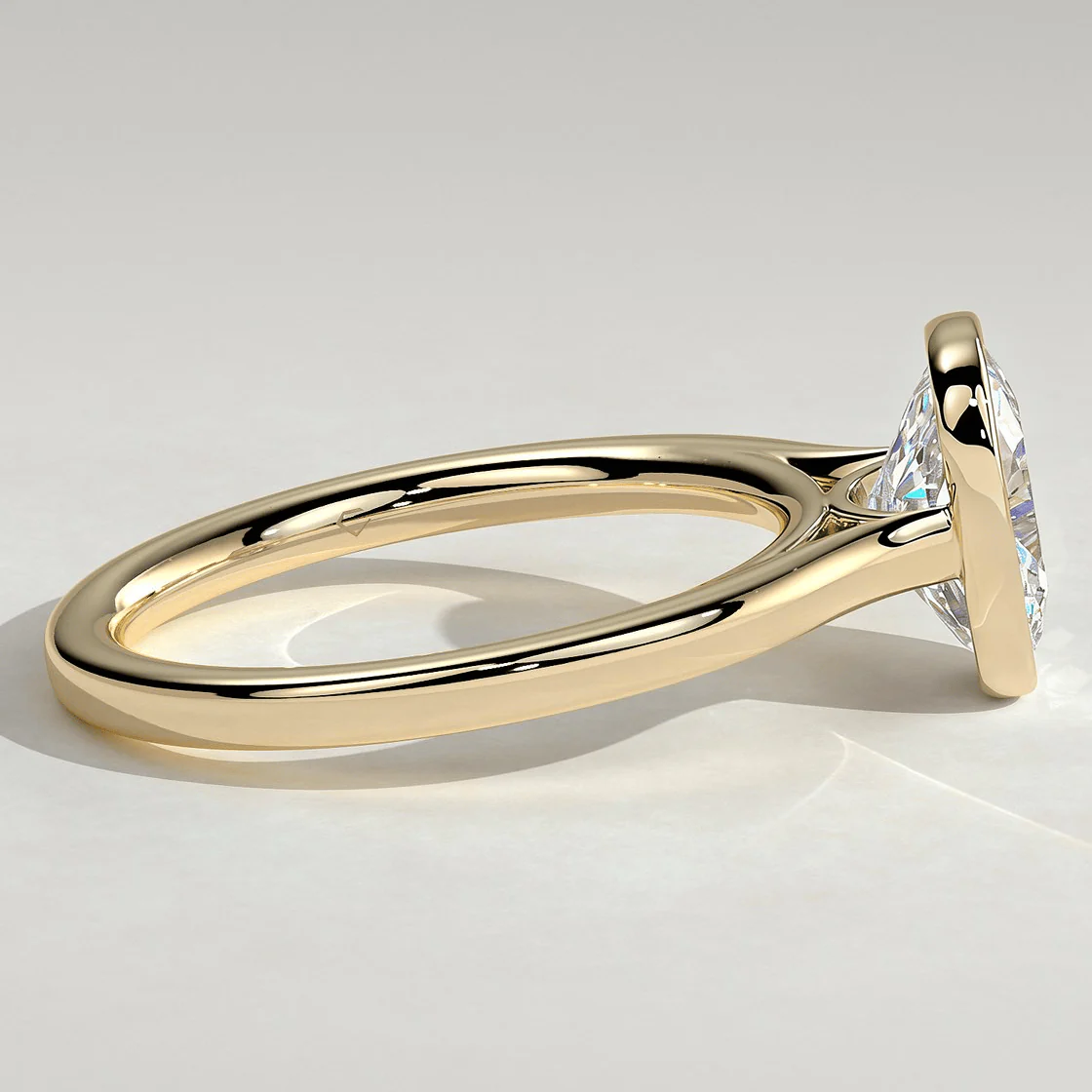 2ct Elongated Cushion Lab-Grown Diamond Ring with Bezel Setting Cathedral Setting Tarnish-resistant Silver In 14K Gold Plated (Includes IGI Certification from International Gemological Institute) - Image 5