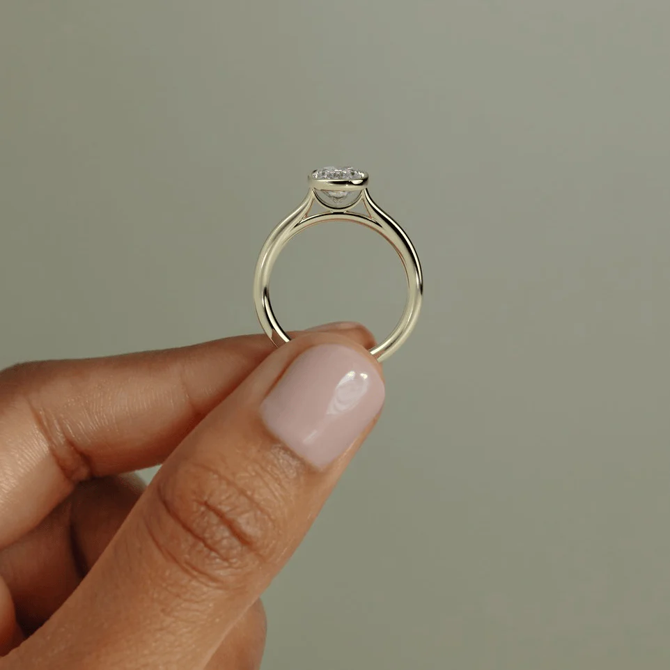 2ct Elongated Cushion Lab-Grown Diamond Ring with Bezel Setting Cathedral Setting Tarnish-resistant Silver In 14K Gold Plated (Includes IGI Certification from International Gemological Institute) - Image 9