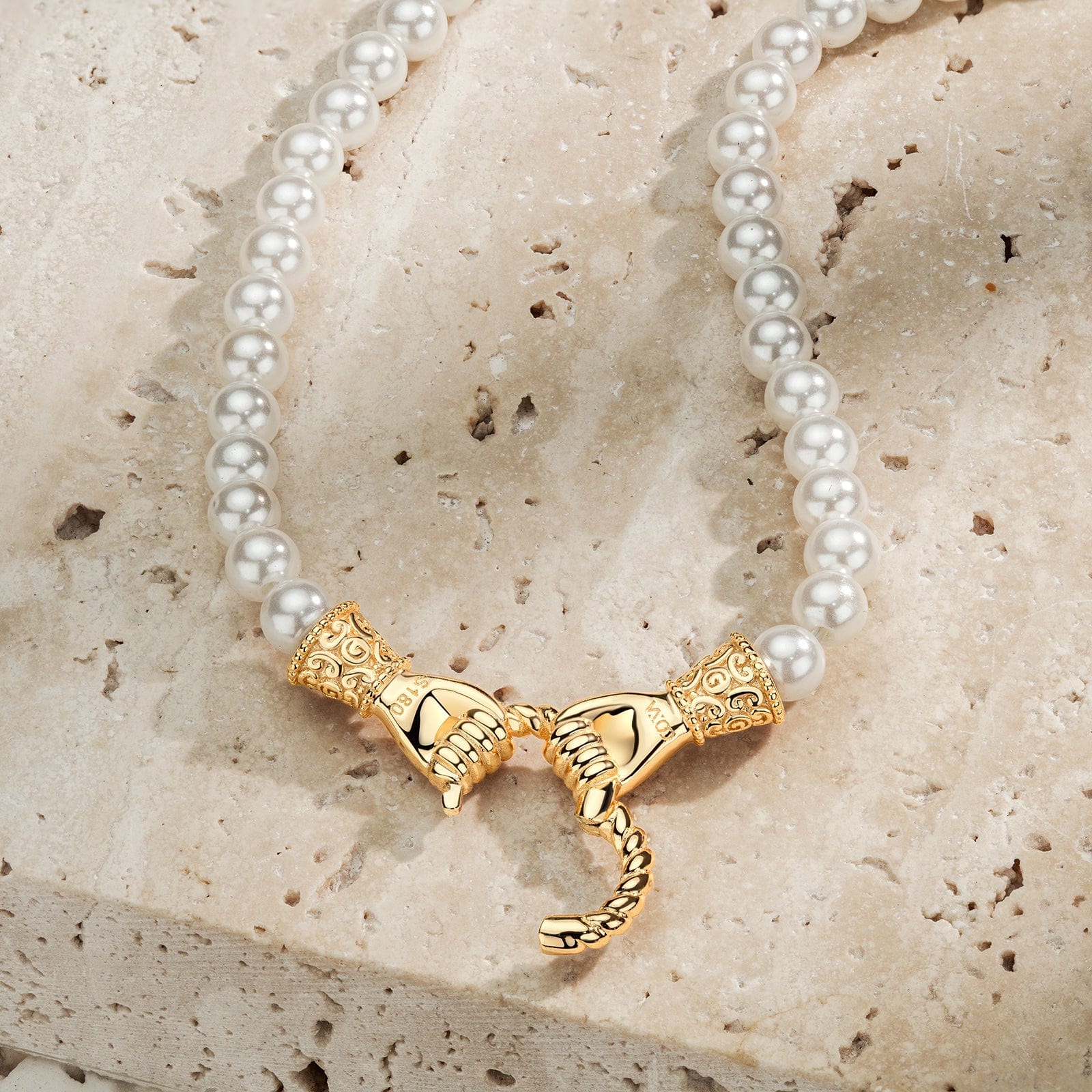 God's Cross Tarnish-resistant Silver Pearl Necklace Set In 14K Gold Plated - Image 6