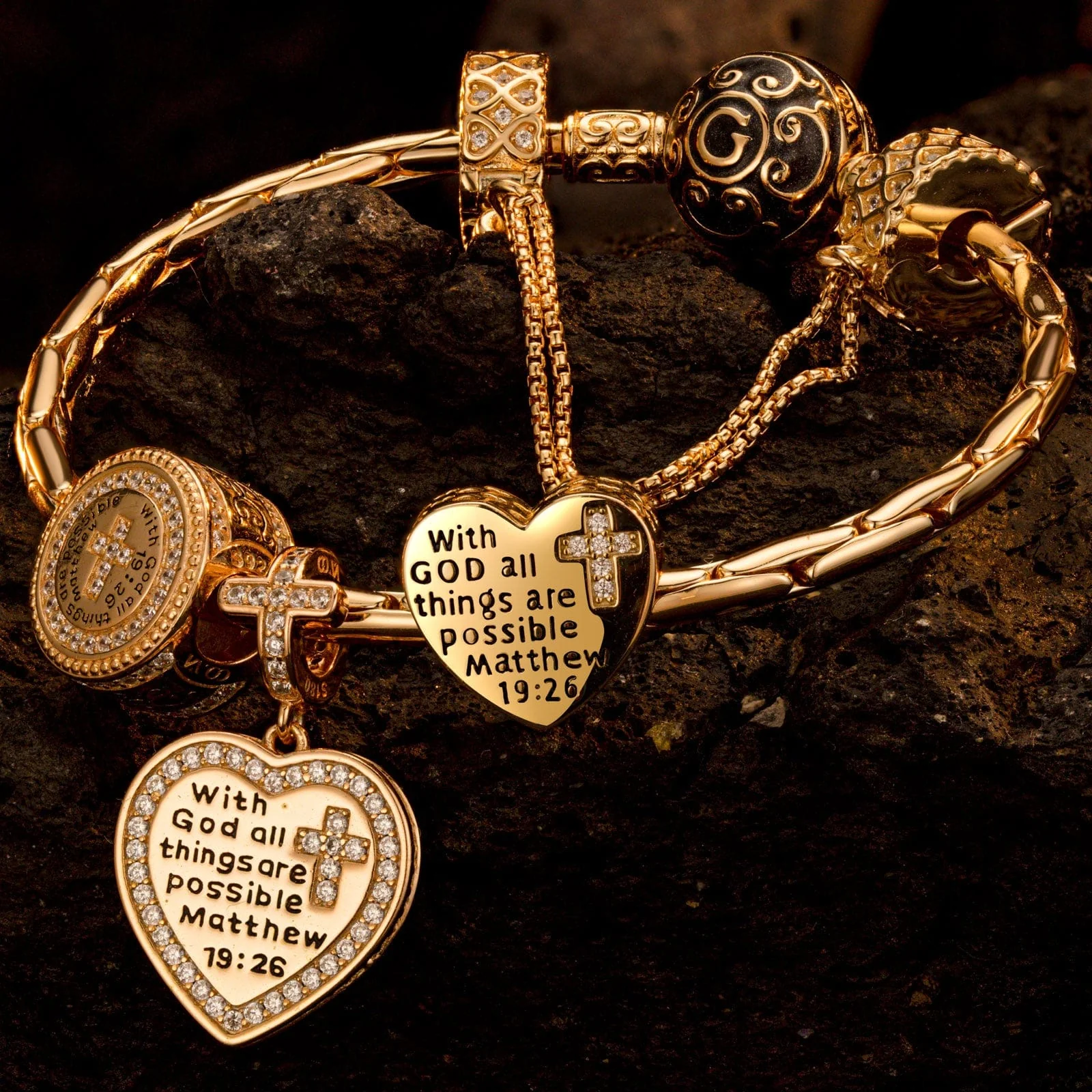Sterling Silver The Holy Bible Charms Bracelet Set With Enamel In 14K Gold Plated (Includes bracelet and all charms shown) - Image 3