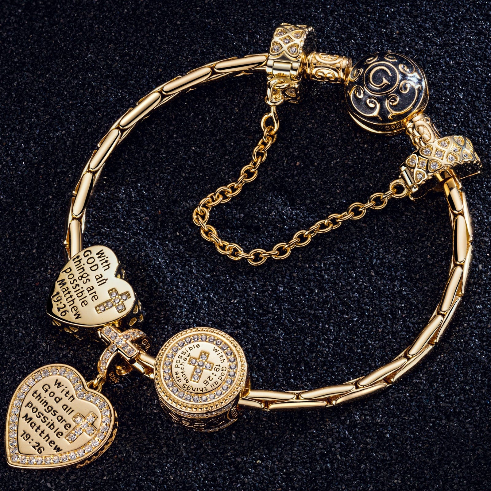 Sterling Silver The Holy Bible Charms Bracelet Set With Enamel In 14K Gold Plated (Includes bracelet and all charms shown) - Image 4