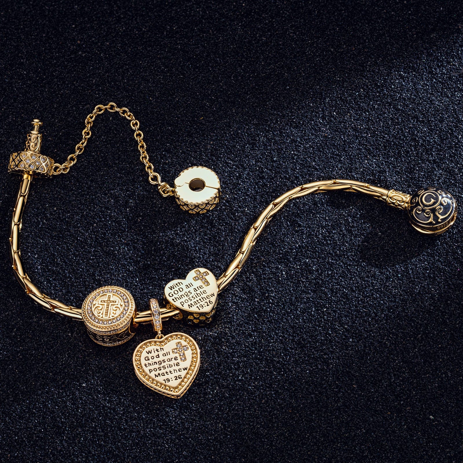 Sterling Silver The Holy Bible Charms Bracelet Set With Enamel In 14K Gold Plated (Includes bracelet and all charms shown) - Image 5