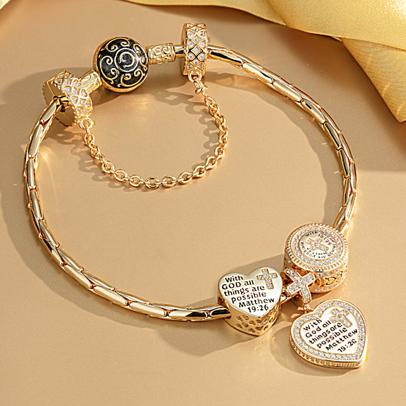 Sterling Silver The Holy Bible Charms Bracelet Set With Enamel In 14K Gold Plated (Includes bracelet and all charms shown) - Image 8