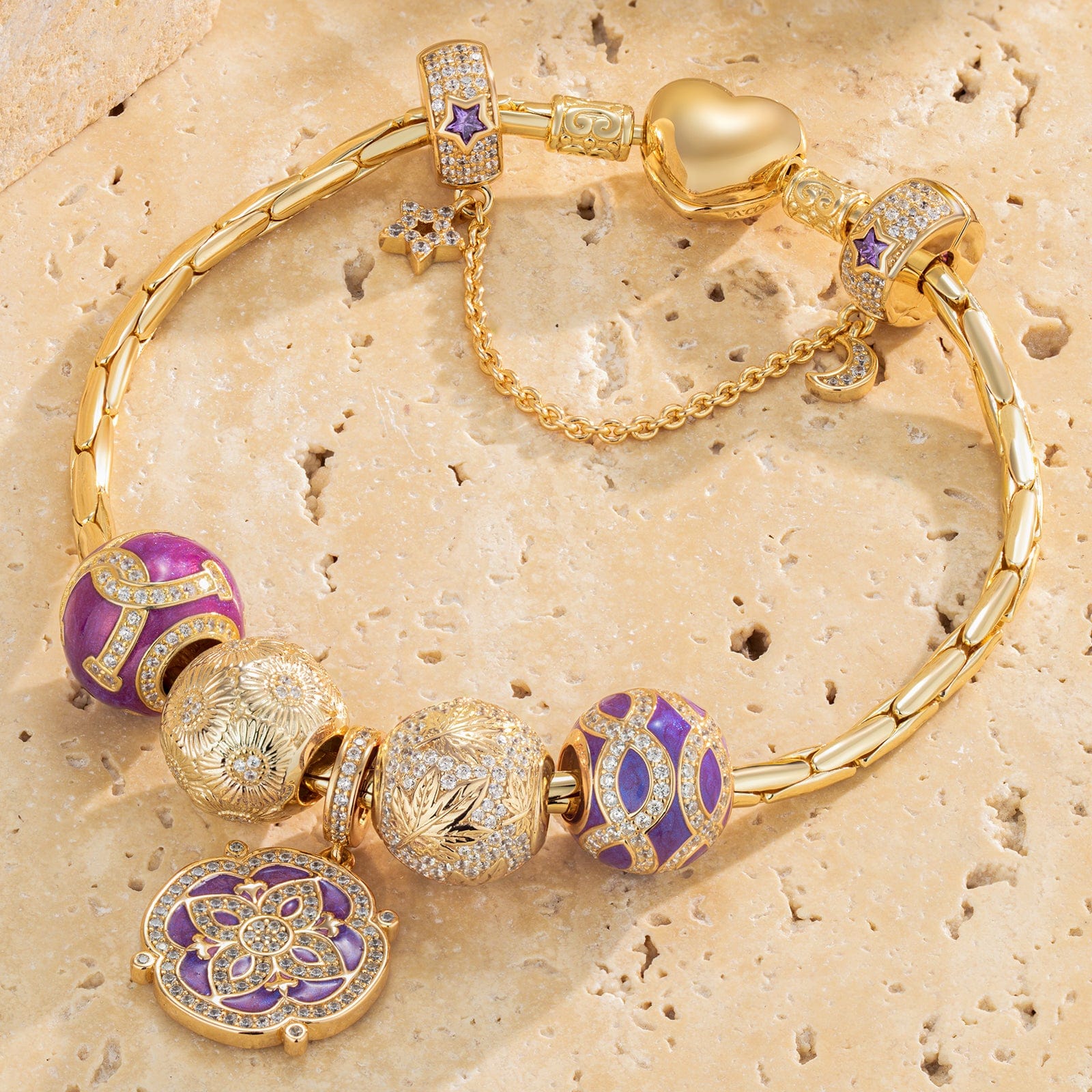 Sterling Silver Impressions Of Versailles Charms Bracelet Set With Enamel In 14K Gold Plated (Includes bracelet and all charms shown) - Image 2