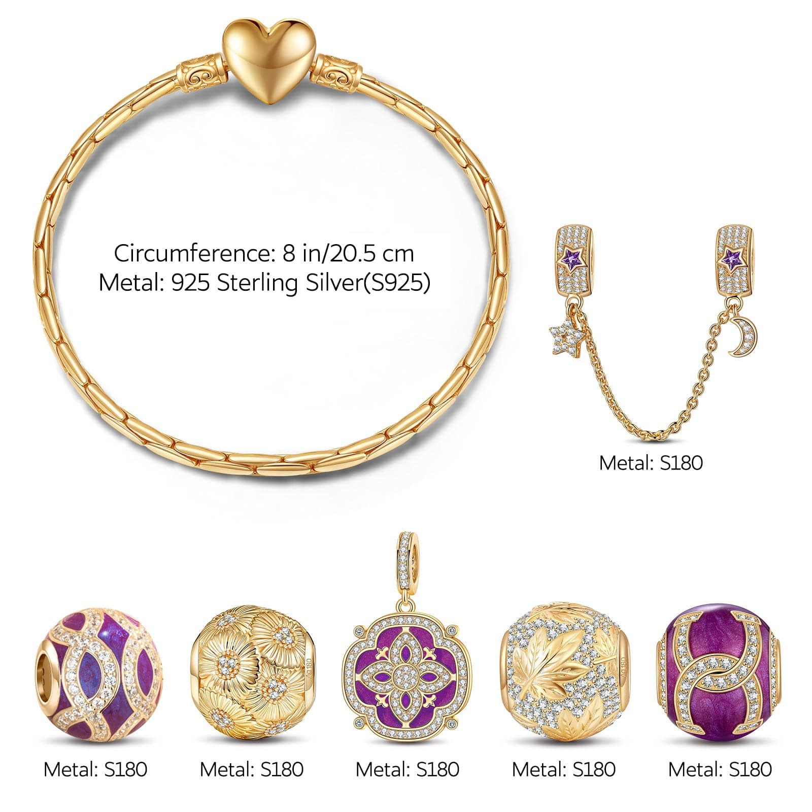 Sterling Silver Impressions Of Versailles Charms Bracelet Set With Enamel In 14K Gold Plated (Includes bracelet and all charms shown) - Image 3