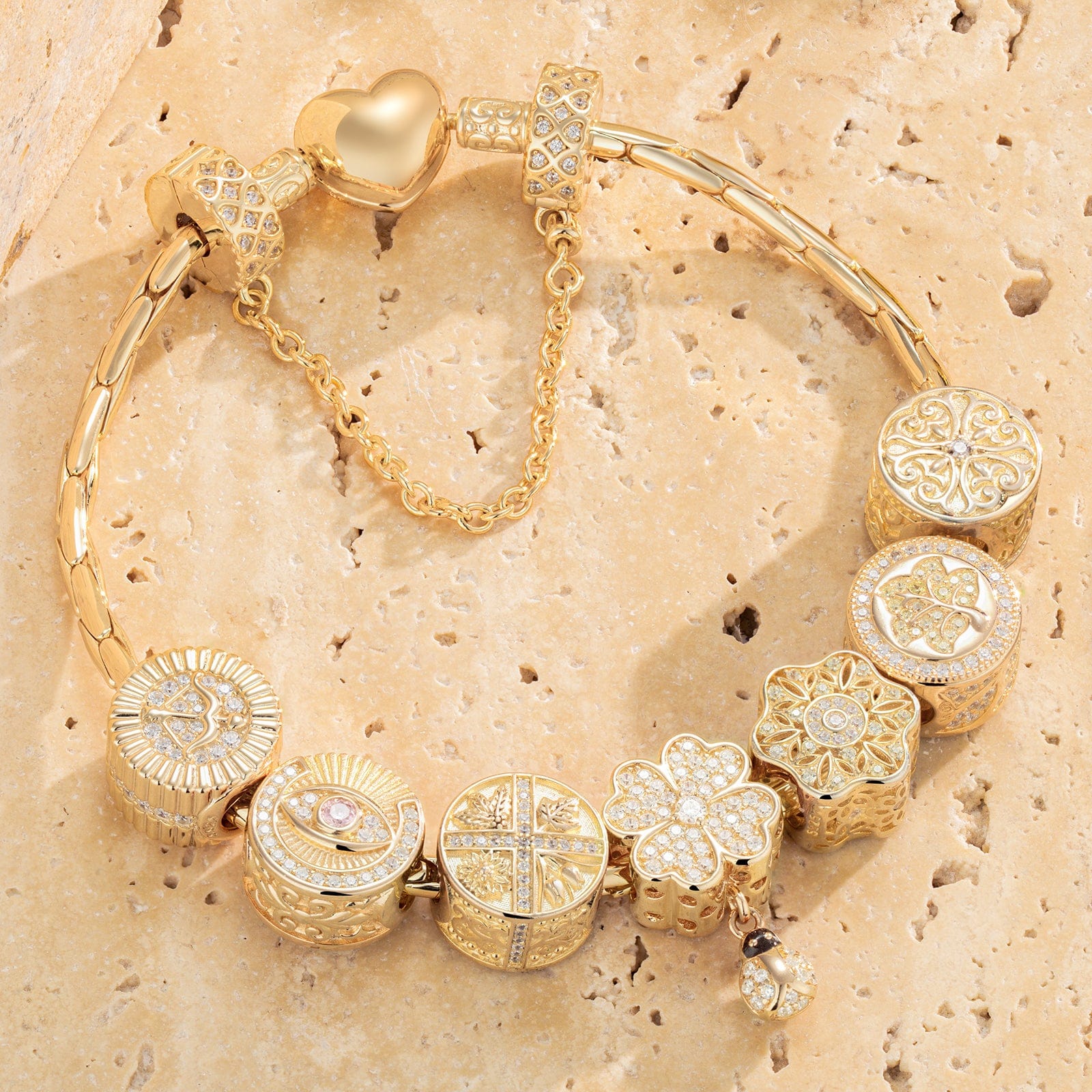 Sterling Silver Memories Of Versailles Charms Bracelet Set In 14K Gold Plated (Includes bracelet and all charms shown) - Image 12