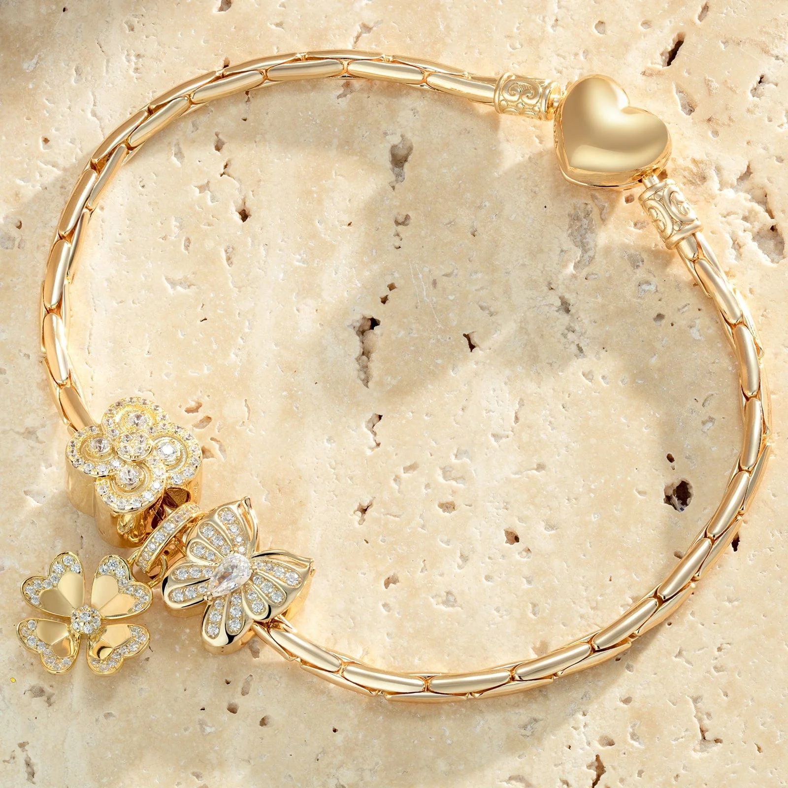 Sterling Silver Spring Garden Charms Bracelet Set In 14K Gold Plated (Includes bracelet and all charms shown) - Image 2