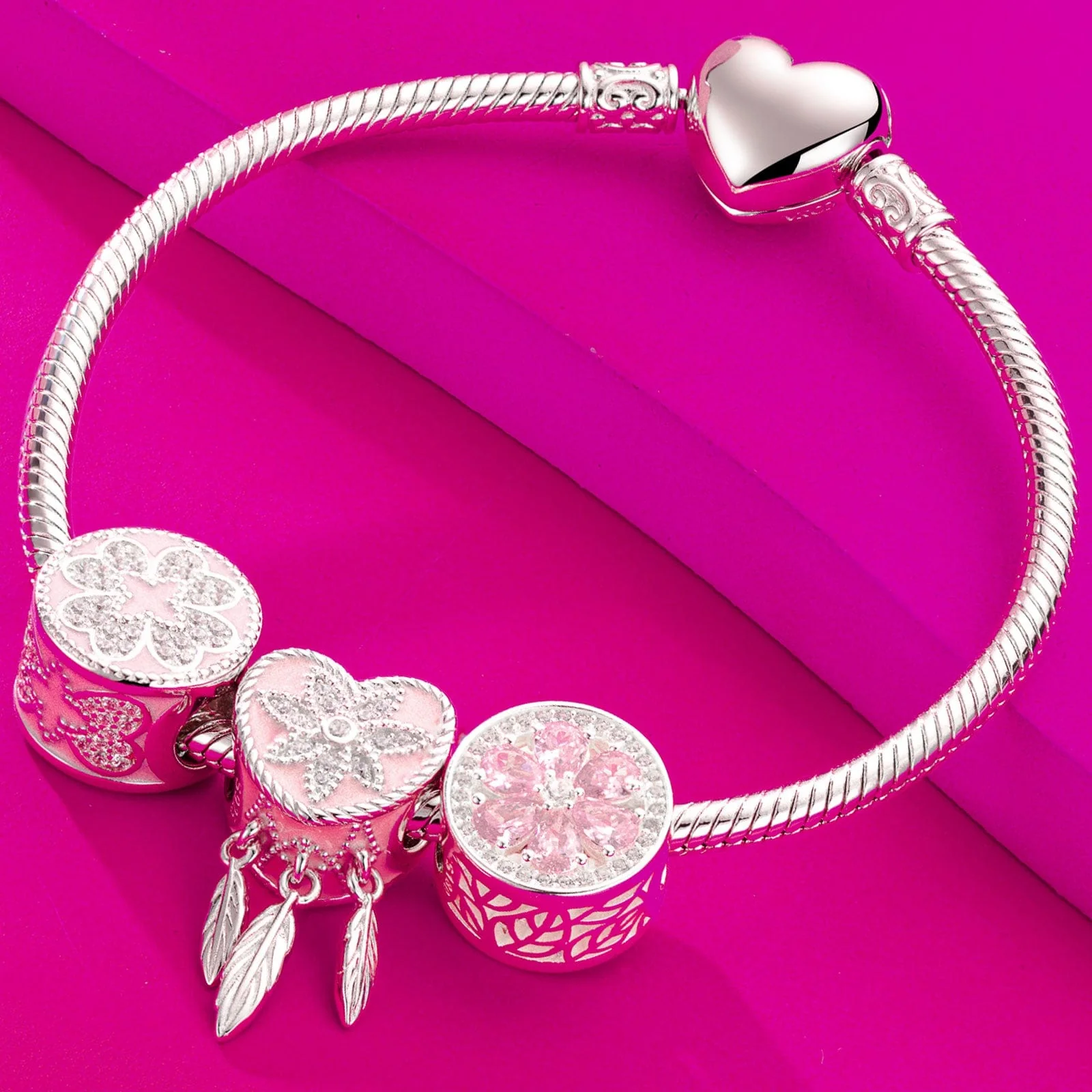 Sterling Silver Girl In Her Prime Charms Bracelet Set With Enamel In White Gold Plated (Includes bracelet and all charms shown) - Image 2