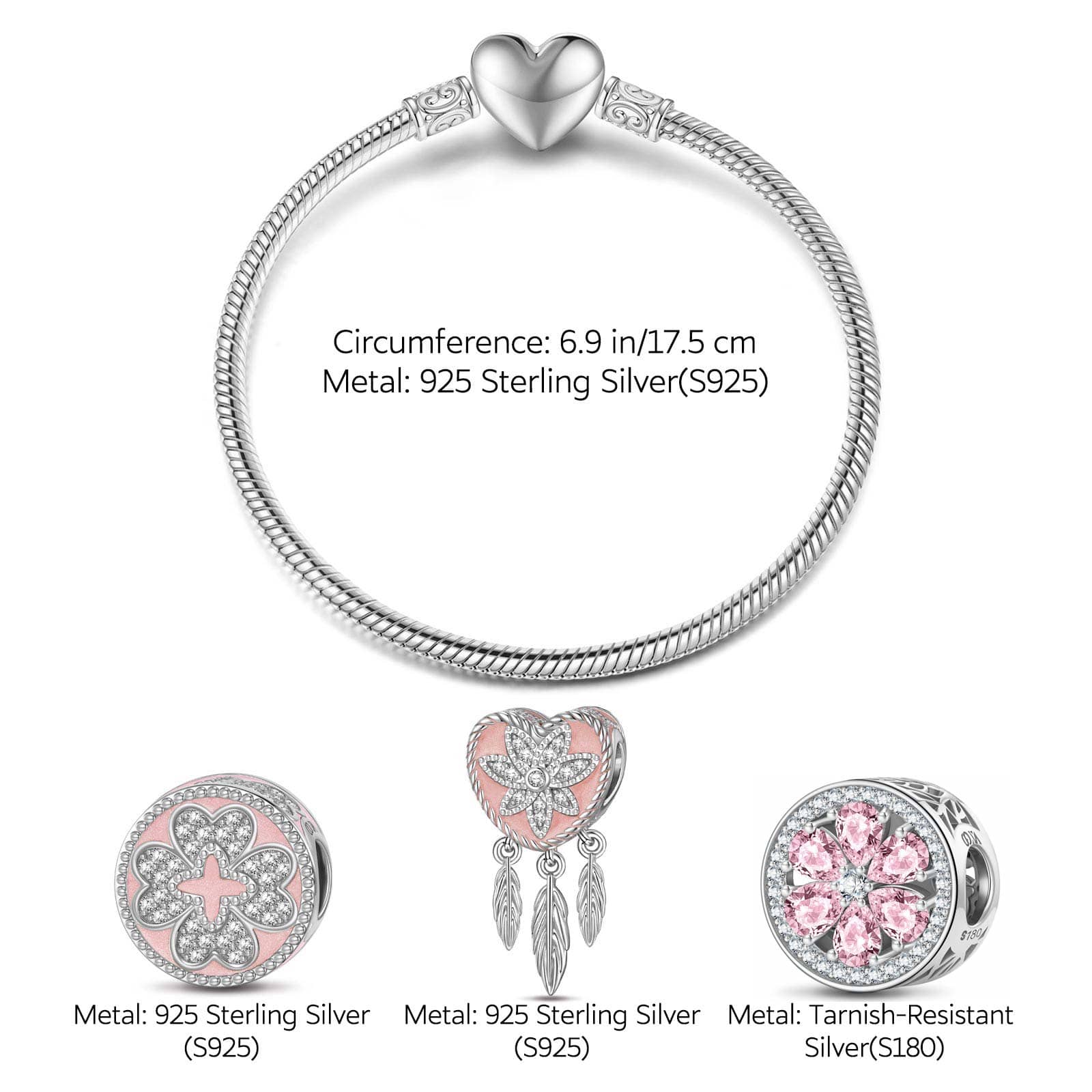 Sterling Silver Girl In Her Prime Charms Bracelet Set With Enamel In White Gold Plated (Includes bracelet and all charms shown) - Image 3