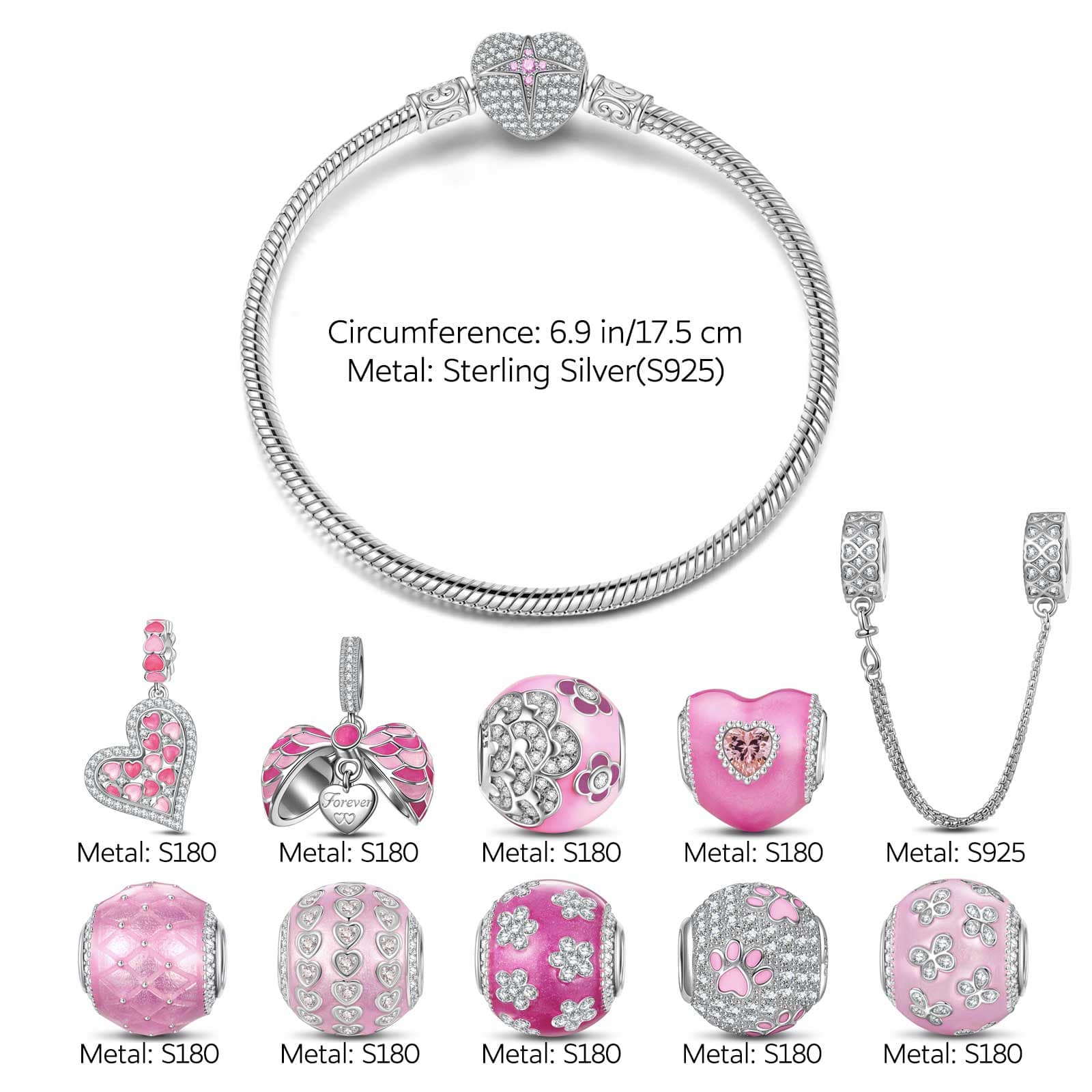 Sterling Silver Barbie Island Charms Bracelet Set With Enamel In White Gold Plated (Includes bracelet and all charms shown) - Image 4
