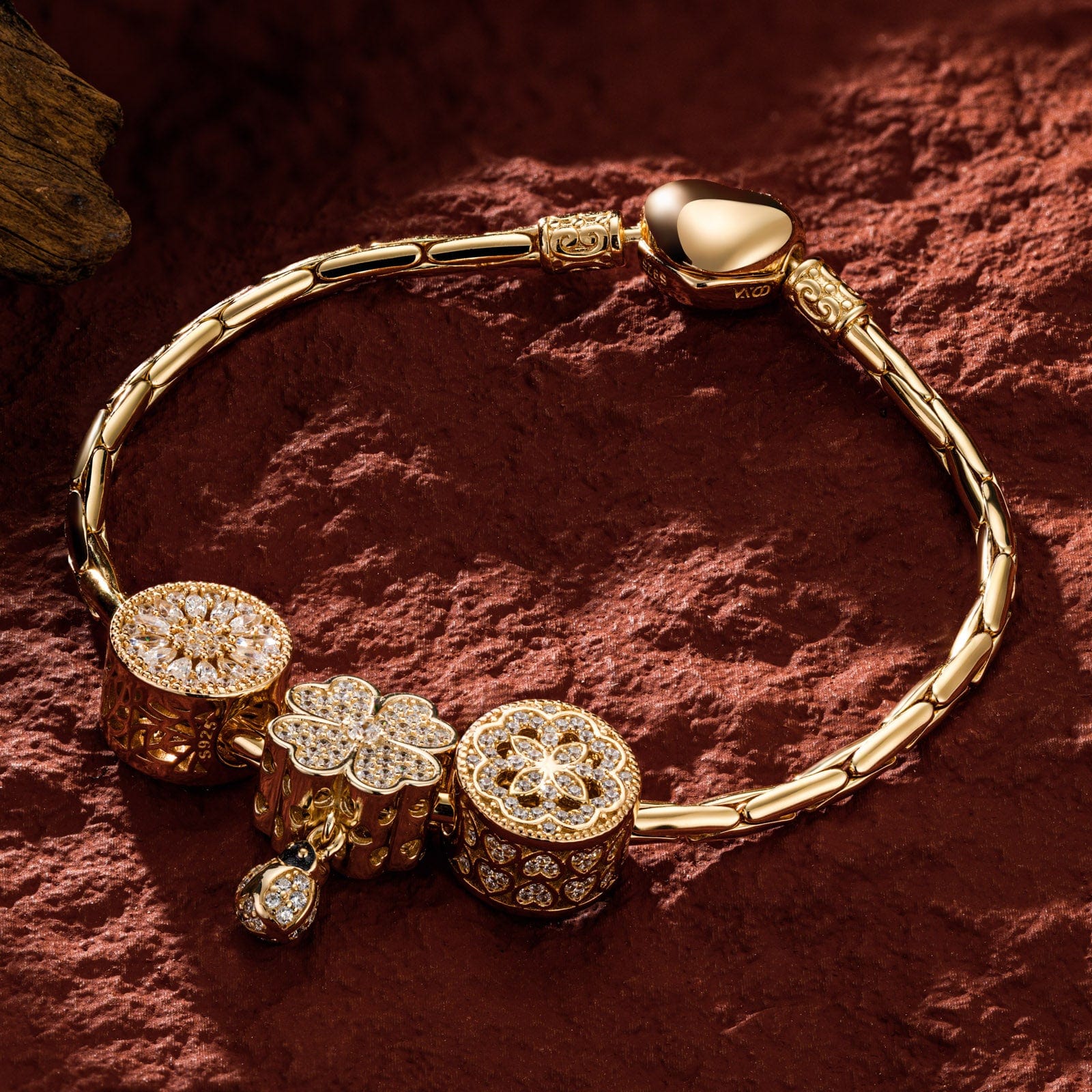 Sterling Silver Encounters Charms Bracelet Set In 14K Gold Plated (Includes bracelet and all charms shown) - Image 2