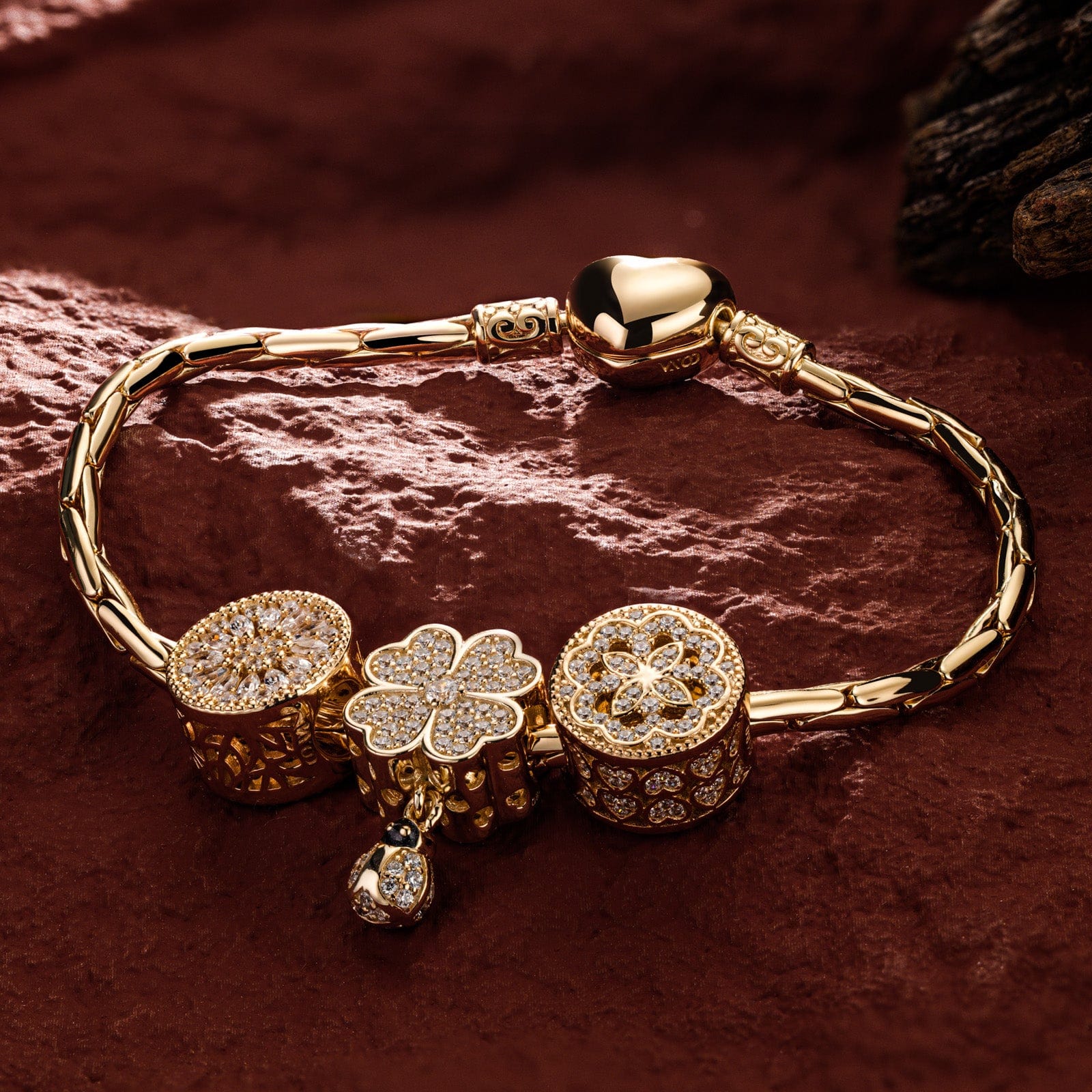 Sterling Silver Encounters Charms Bracelet Set In 14K Gold Plated (Includes bracelet and all charms shown) - Image 7