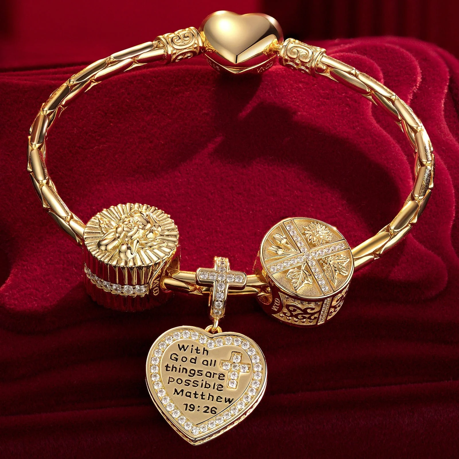 Sterling Silver All Year Round Charms Bracelet Set In 14K Gold Plated (Includes bracelet and all charms shown) - Image 5