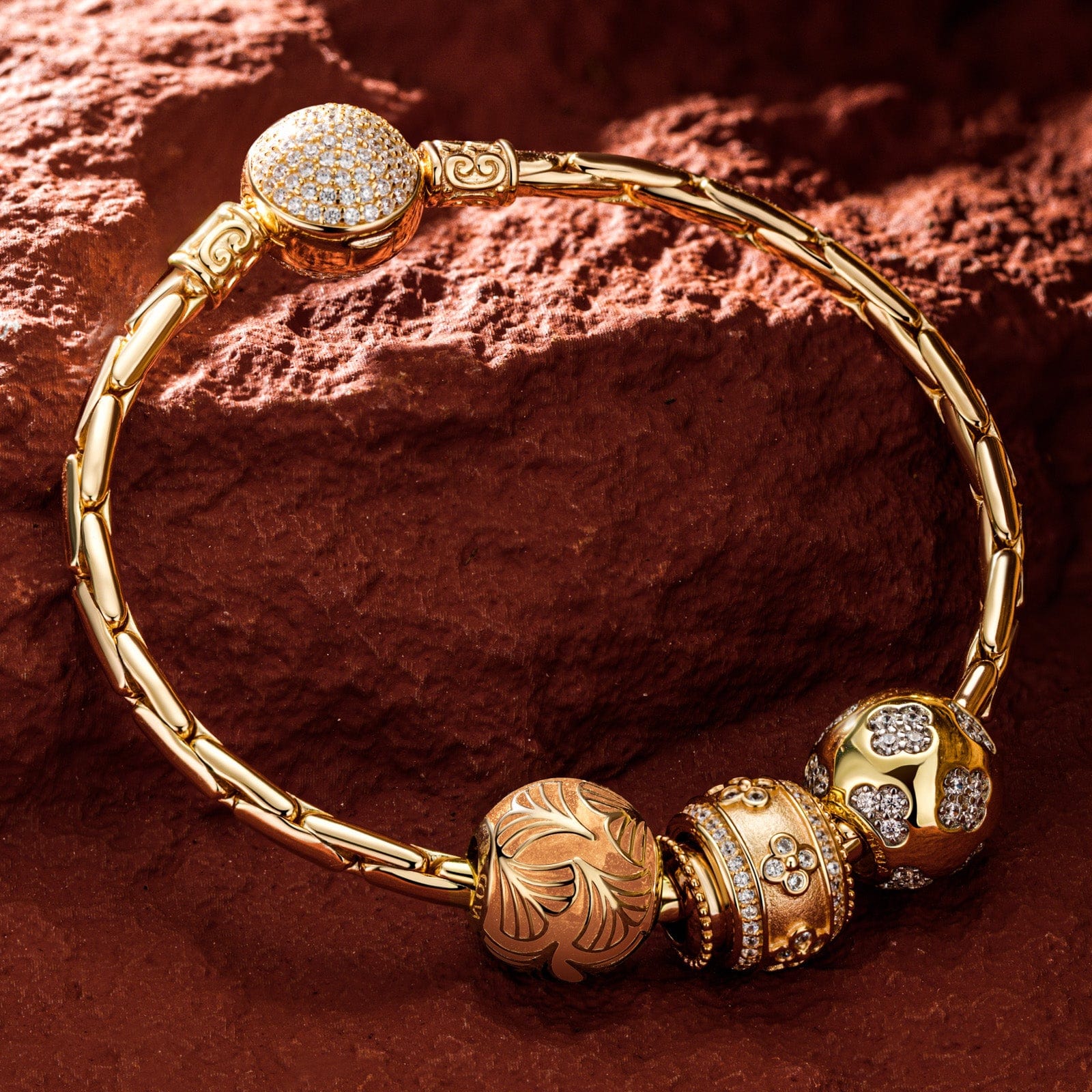 Sterling Silver Golden Good Fortune Charms Bracelet Set With Enamel In 14K Gold Plated (Includes bracelet and all charms shown) - Image 8