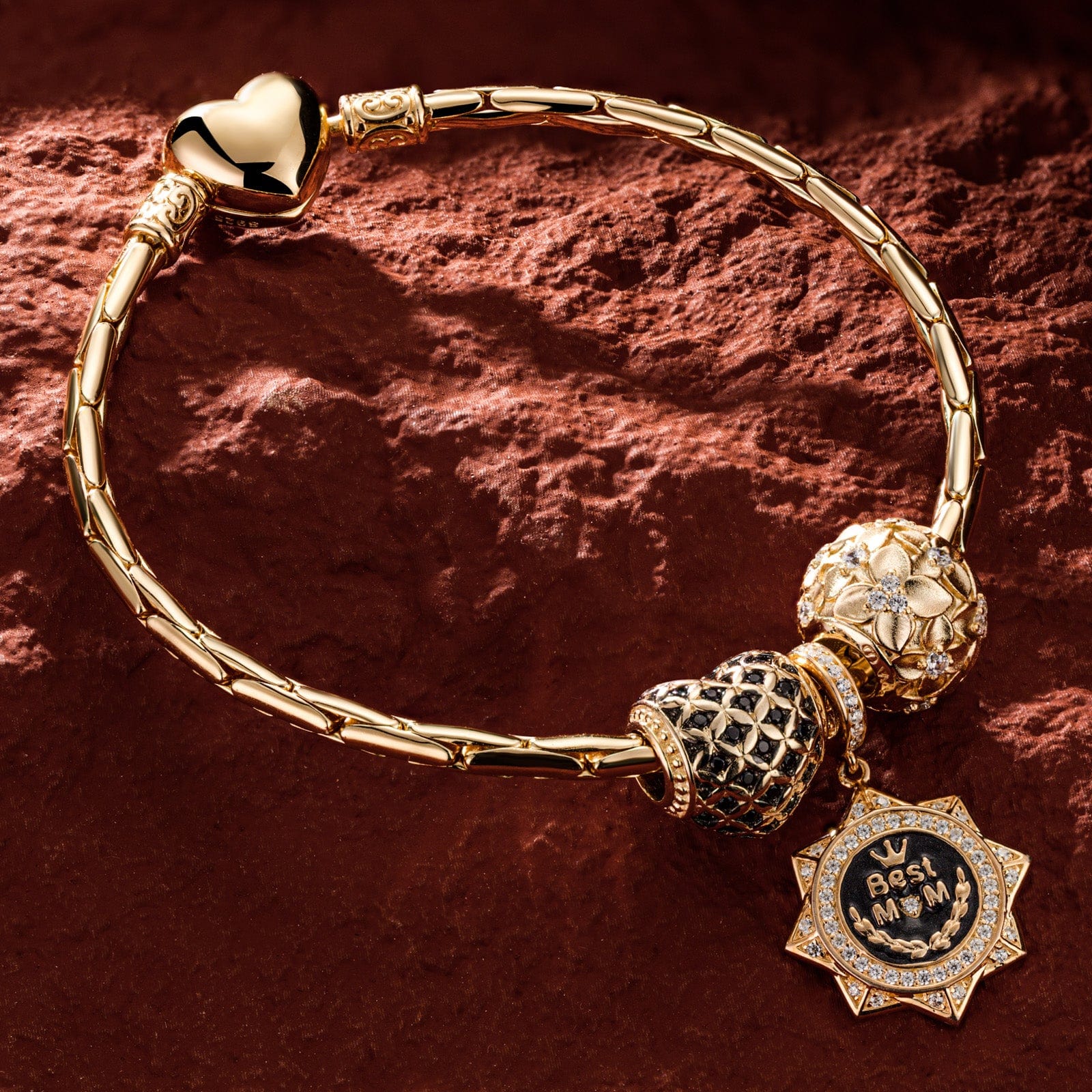 Sterling Silver Bloom Charms Bracelet Set With Enamel In 14K Gold Plated (Includes bracelet and all charms shown) - Image 2