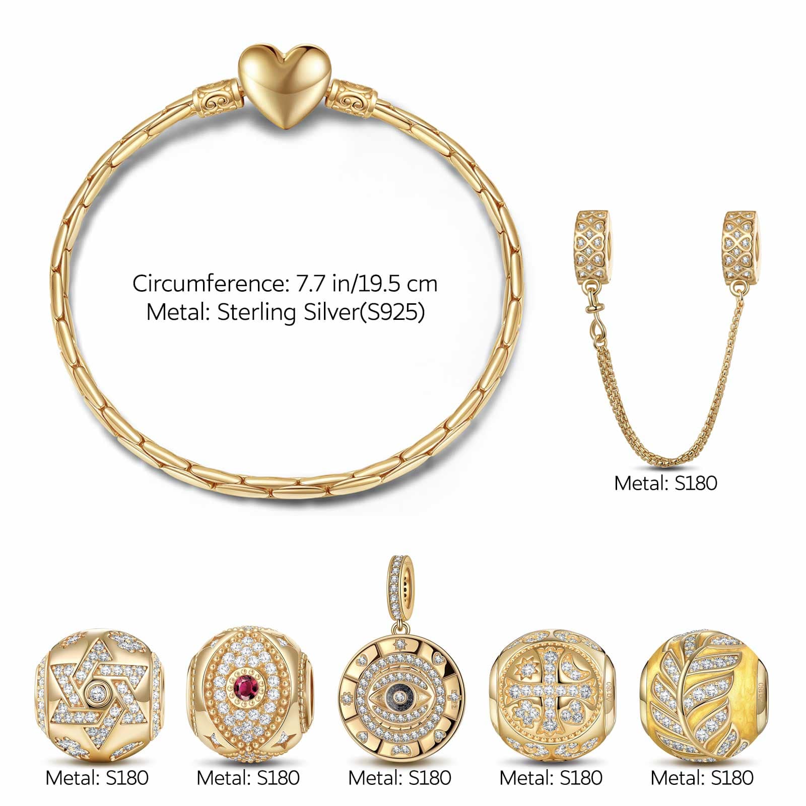 Sterling Silver Harvest Charms Bracelet Set With Enamel In 14K Gold Plated (Includes bracelet and all charms shown) - Image 5
