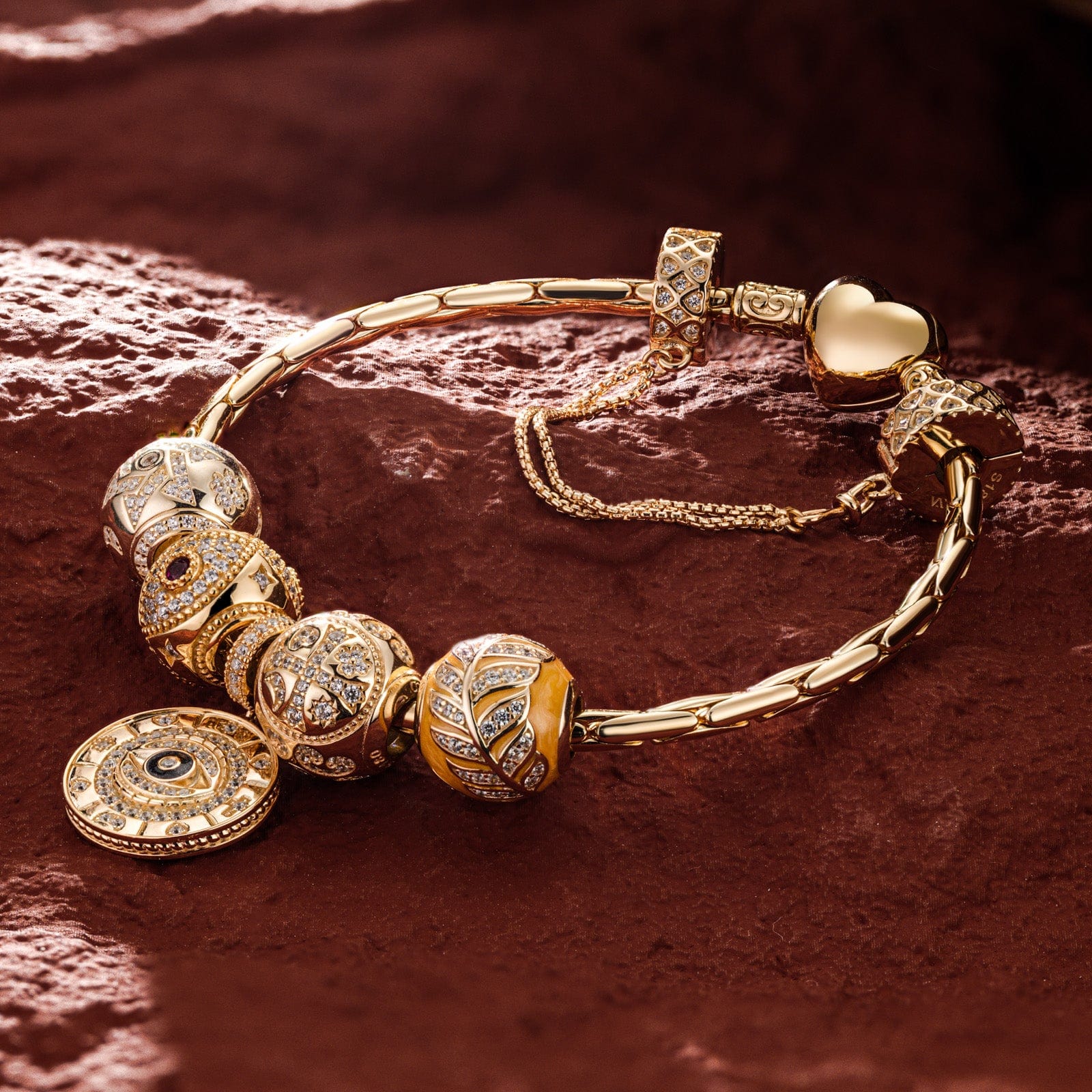 Sterling Silver Harvest Charms Bracelet Set With Enamel In 14K Gold Plated (Includes bracelet and all charms shown) - Image 3