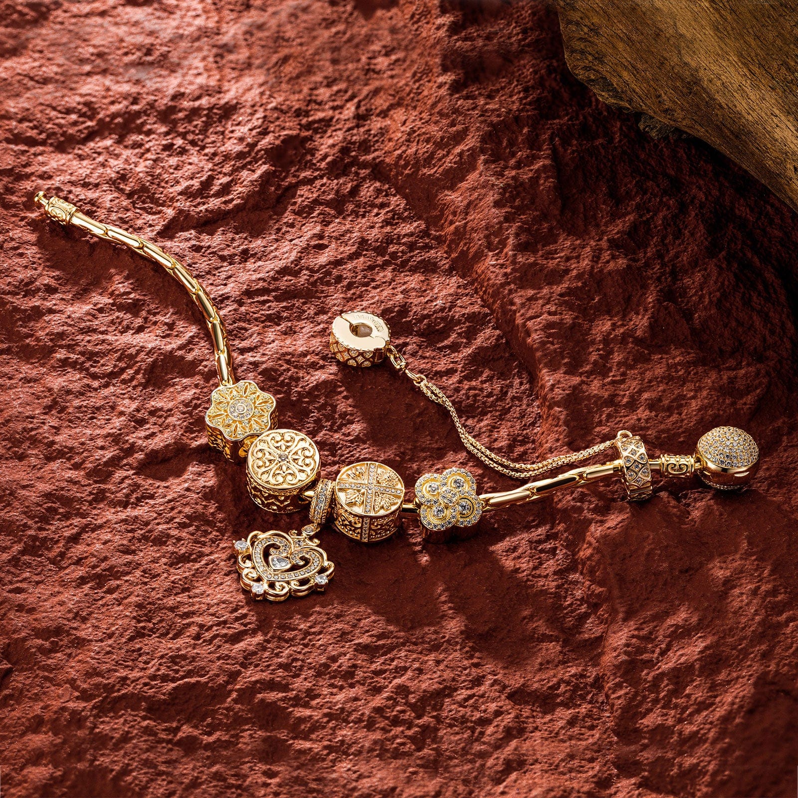 Sterling Silver The Queen's Garden Charms Bracelet Set In 14K Gold Plated (Includes bracelet and all charms shown) - Image 14