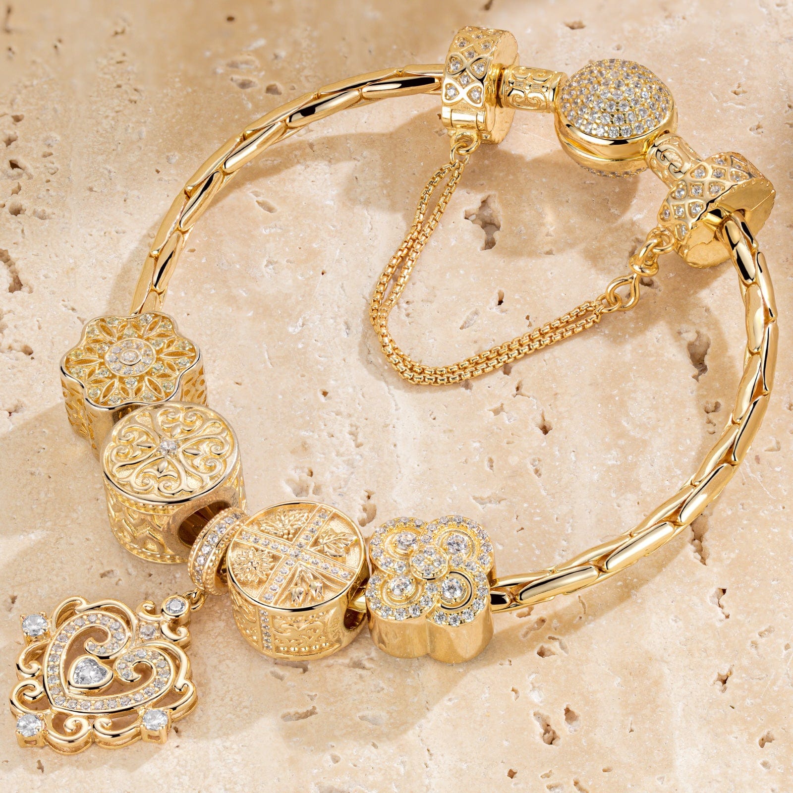 Sterling Silver The Queen's Garden Charms Bracelet Set In 14K Gold Plated (Includes bracelet and all charms shown) - Image 15