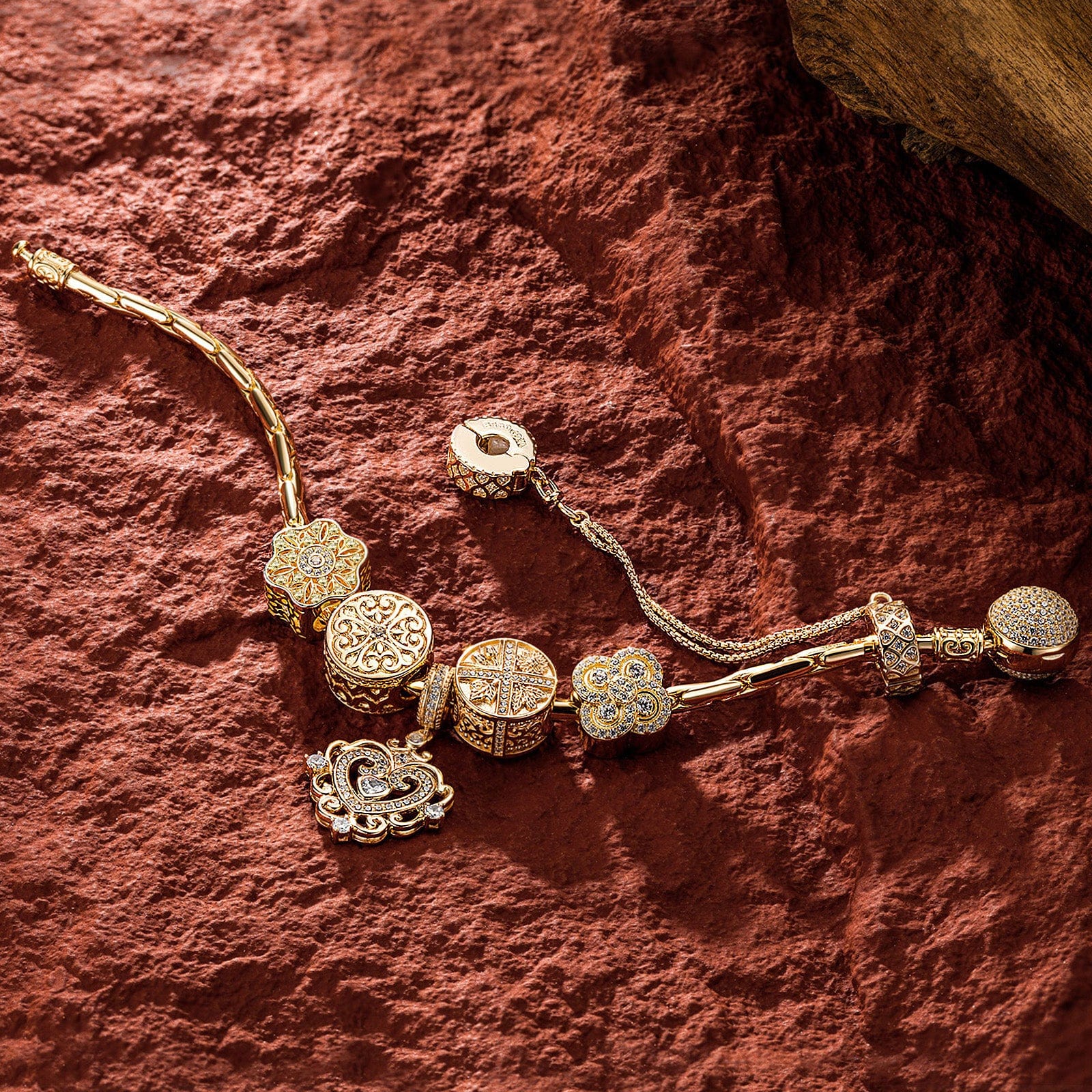 Sterling Silver The Queen's Garden Charms Bracelet Set In 14K Gold Plated (Includes bracelet and all charms shown) - Image 4