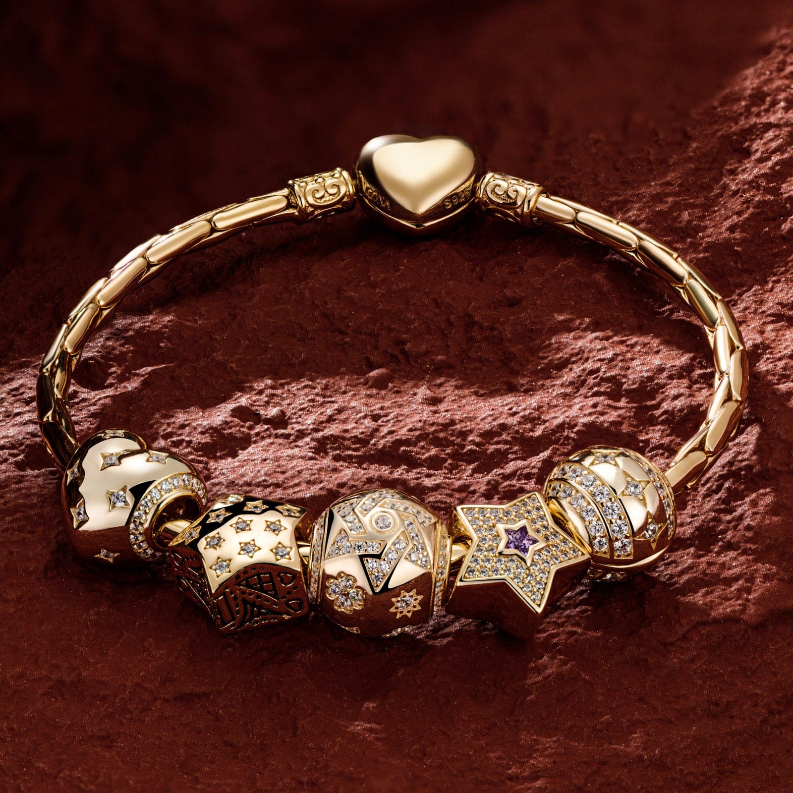Sterling Silver The Stars Of Versailles Charms Bracelet Set In 14K Gold Plated (Includes bracelet and all charms shown) - Image 7