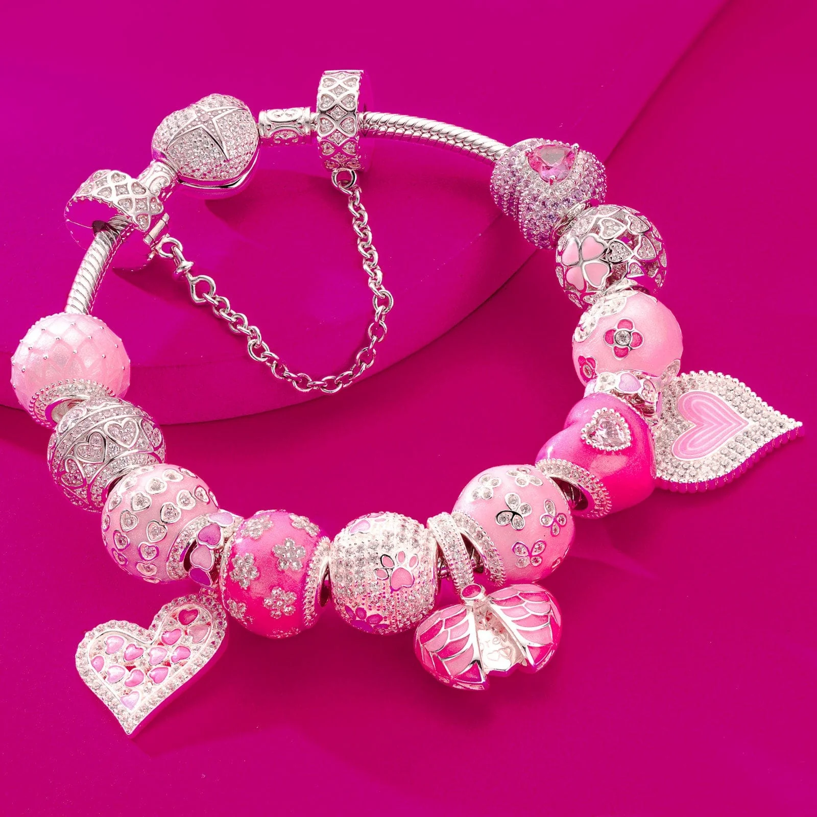 Sterling Silver Barbie Land Charms Bracelet Set With Enamel In White Gold Plated (Includes bracelet and all charms shown) - Image 7