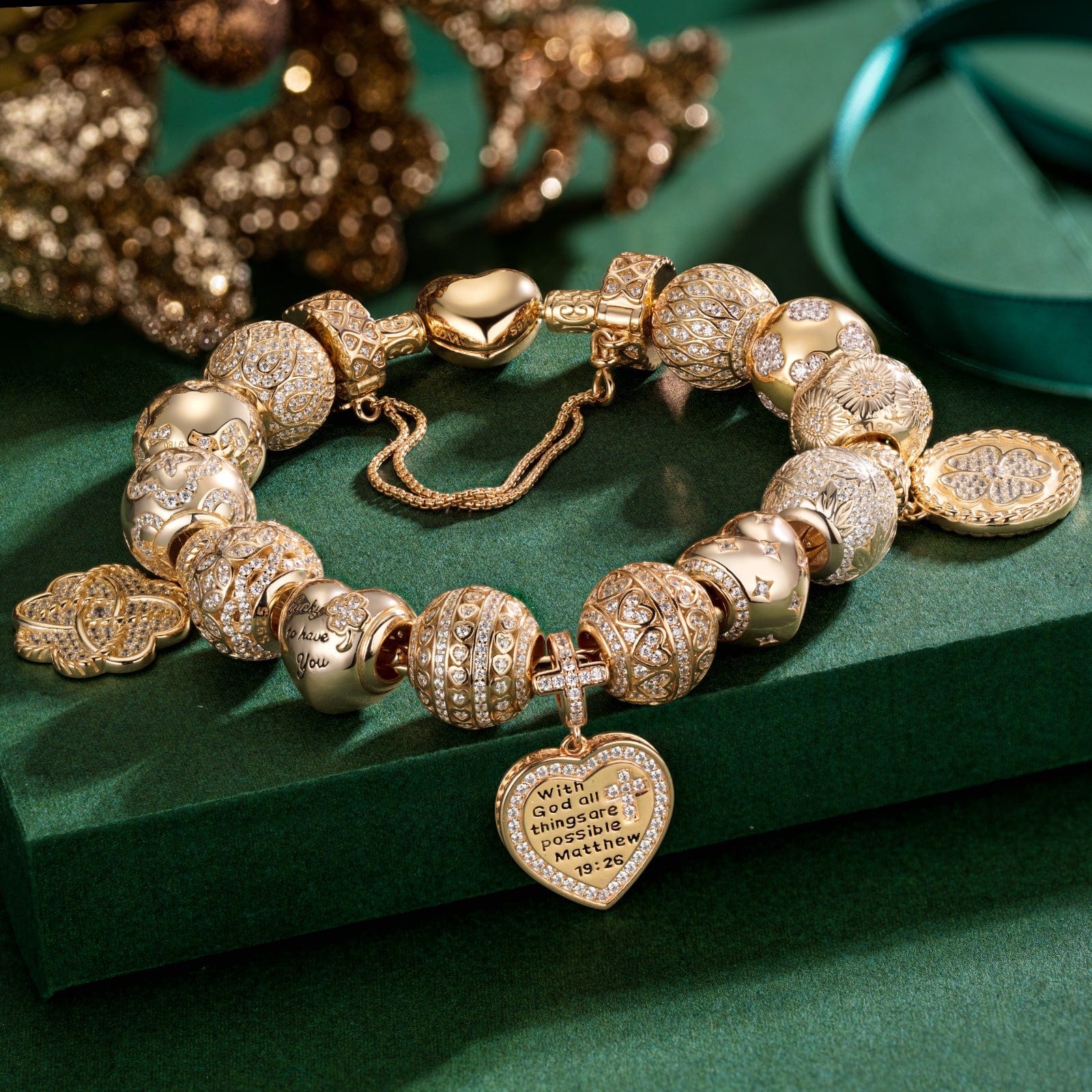 Sterling Silver Secret Garden Charms Bracelet Set In 14K Gold Plated (Includes bracelet and all charms shown) - Image 11