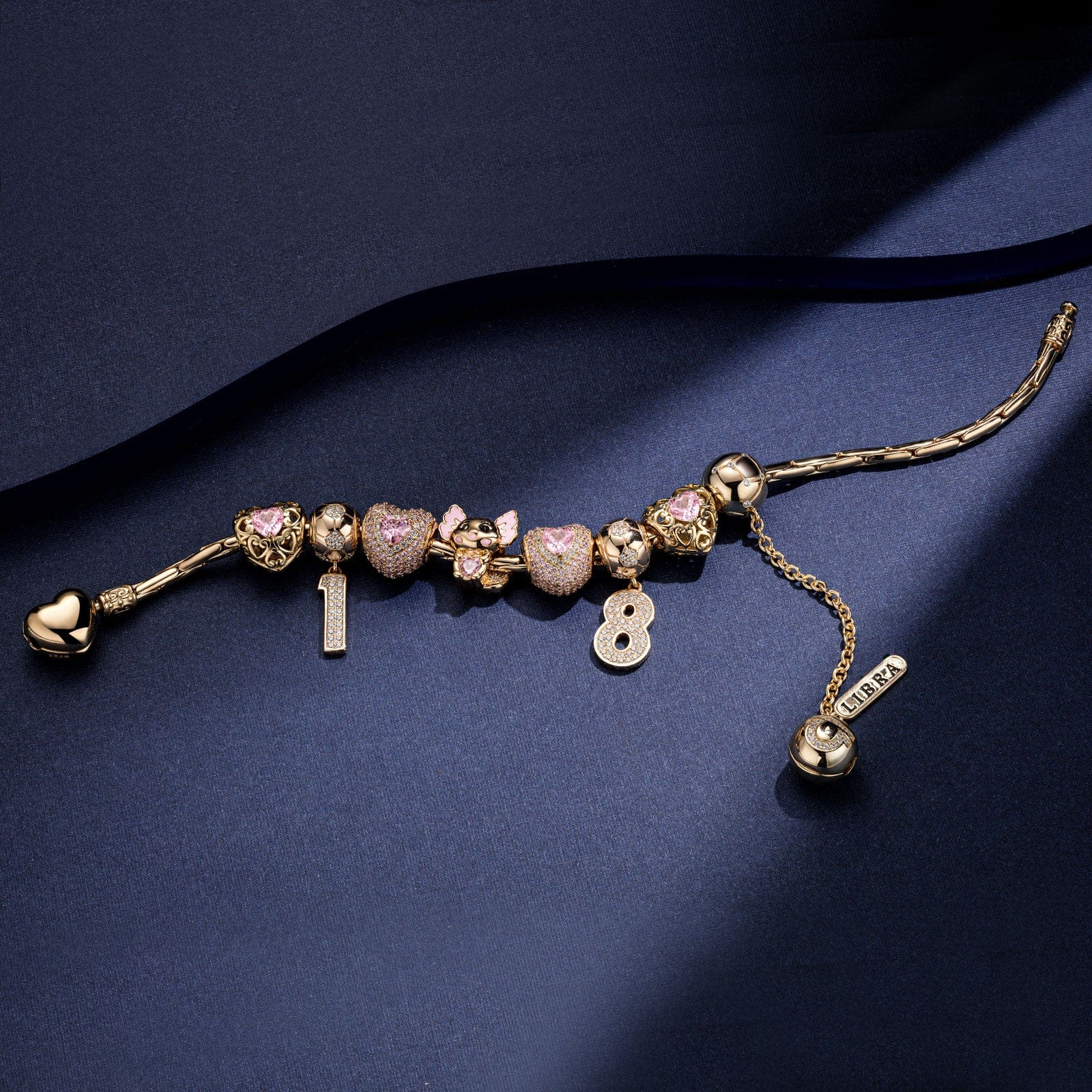 Sterling Silver Lovely Axolotl October Birthstone Charms Bracelet Set With Enamel In 14K Gold Plated (Includes bracelet and all charms shown) - Image 3