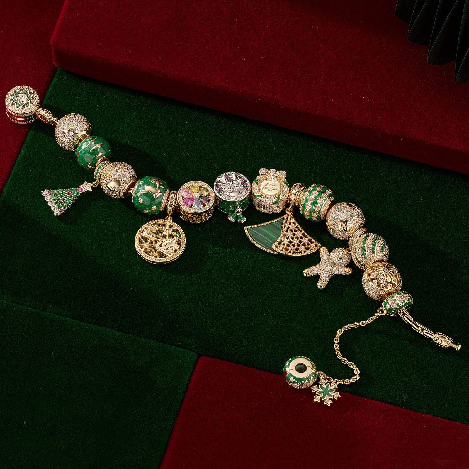 Sterling Silver Winter Wonderland Wishes Charms Bracelet Set With Enamel In 14K Gold Plated (Includes bracelet and all charms shown) - Image 3
