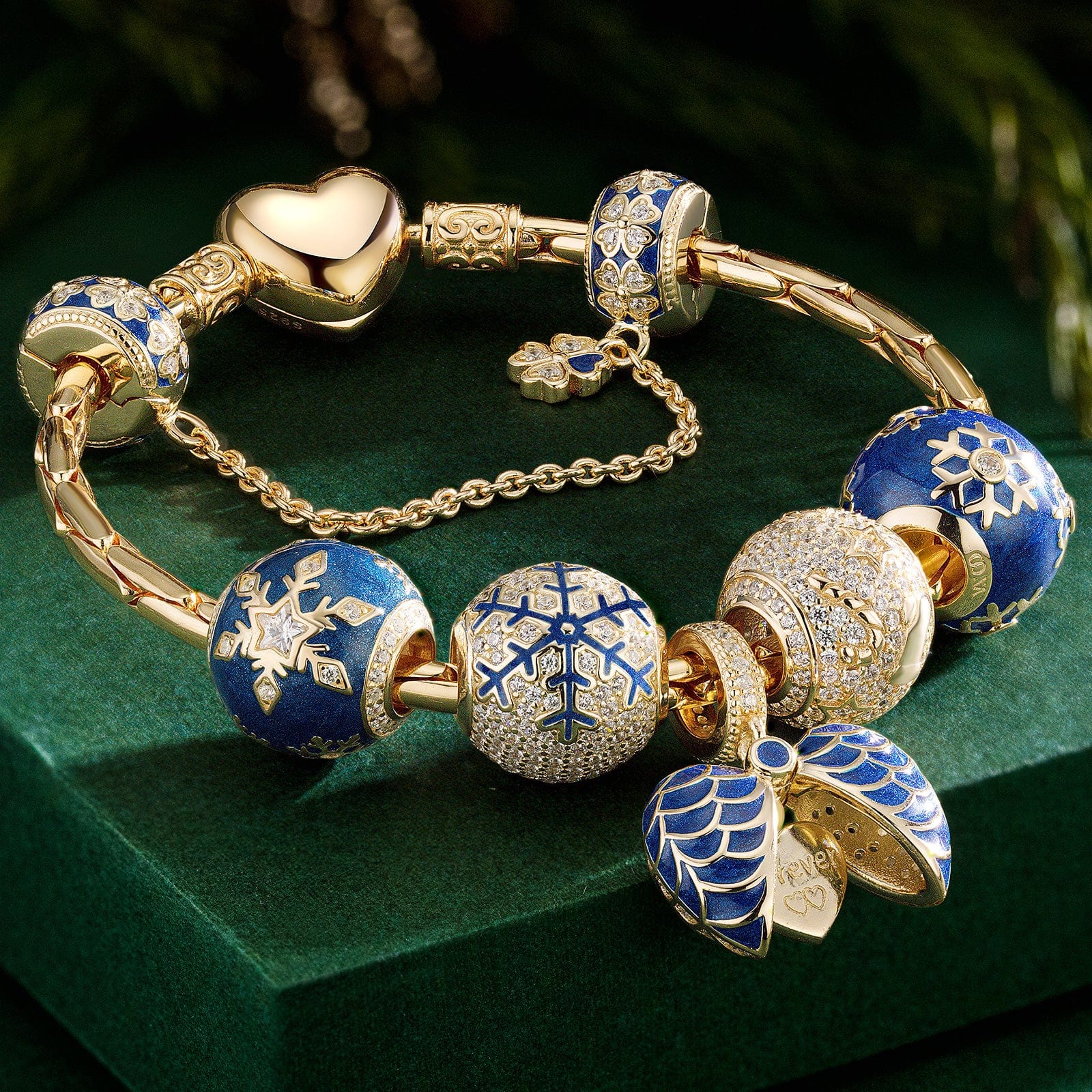 Sterling Silver Arctic Dreams Charms Bracelet Set With Enamel In 14K Gold Plated (Includes bracelet and all charms shown) - Image 2